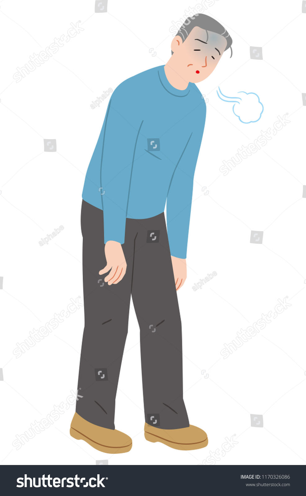 Senior Citizen Feeling Tiredness Stock Vector (Royalty Free) 1170326086 ...