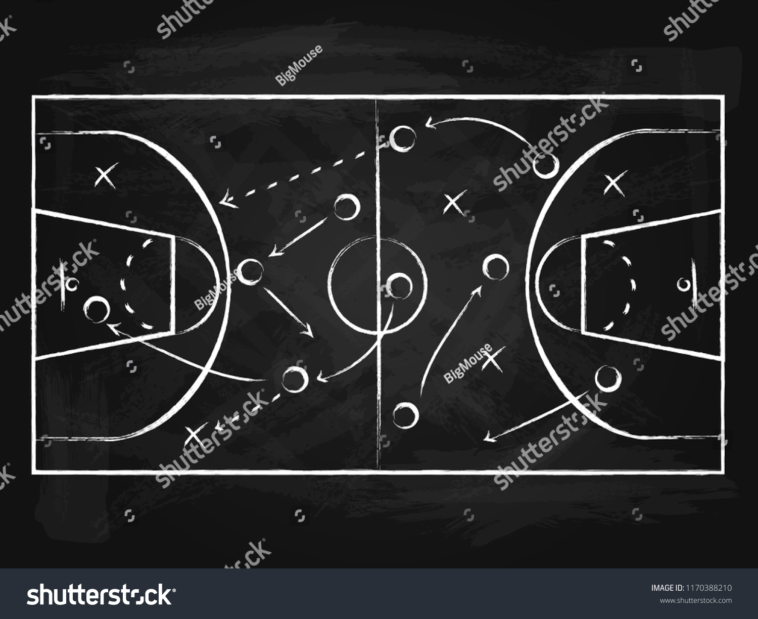 Black Chalkboard Basketball Background Card Sport Stock Vector (Royalty