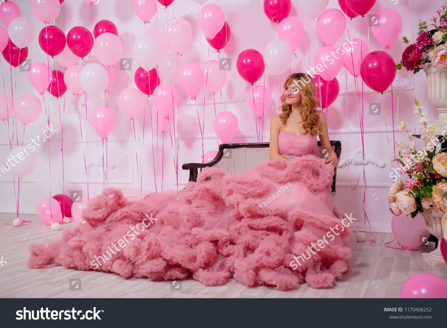 Russian Girl Pink Dress Interior Photo Stock Photo 1170406252 