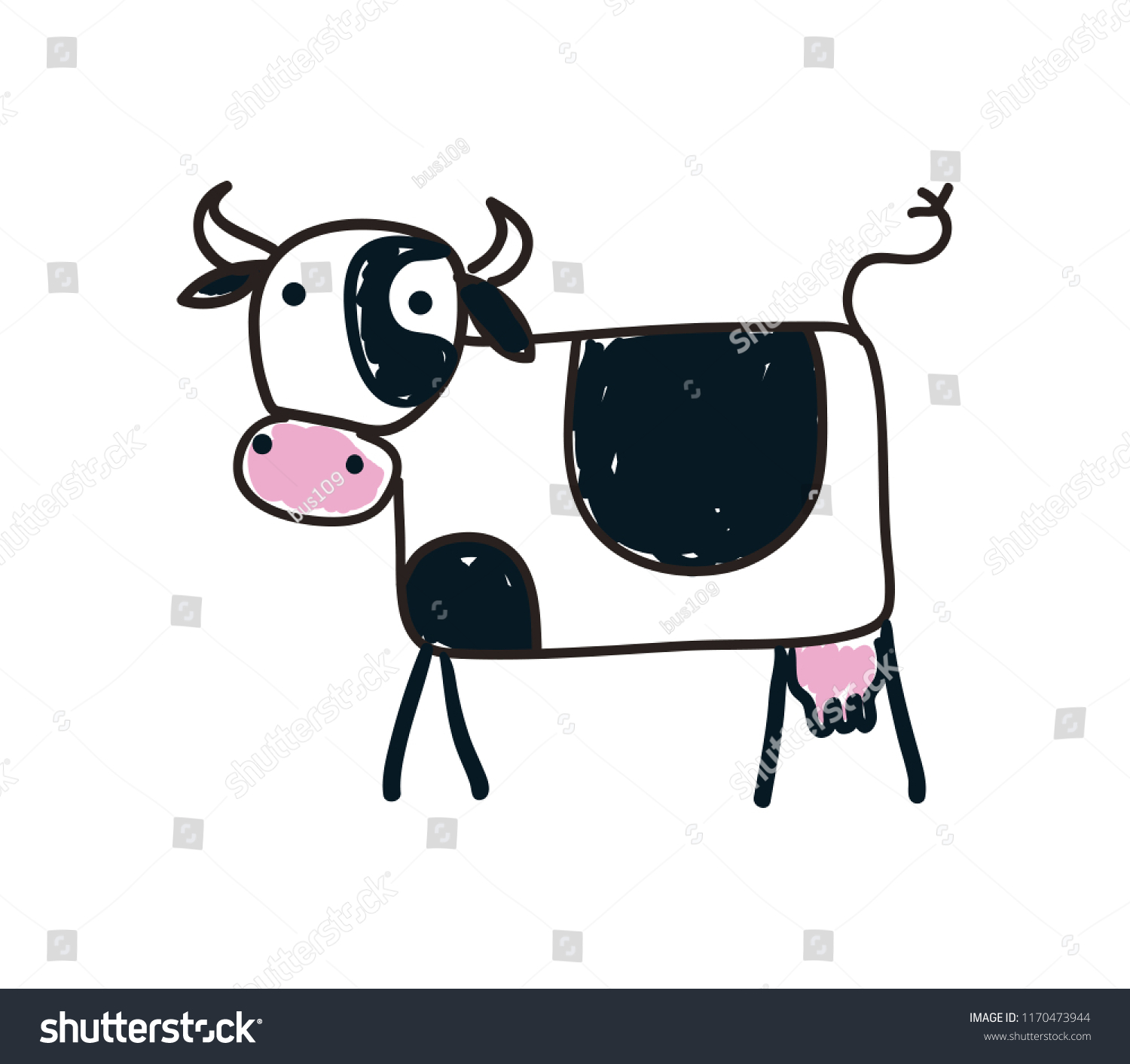 Cow Cartoon Doodle Vector Illustration Stock Vector (Royalty Free ...