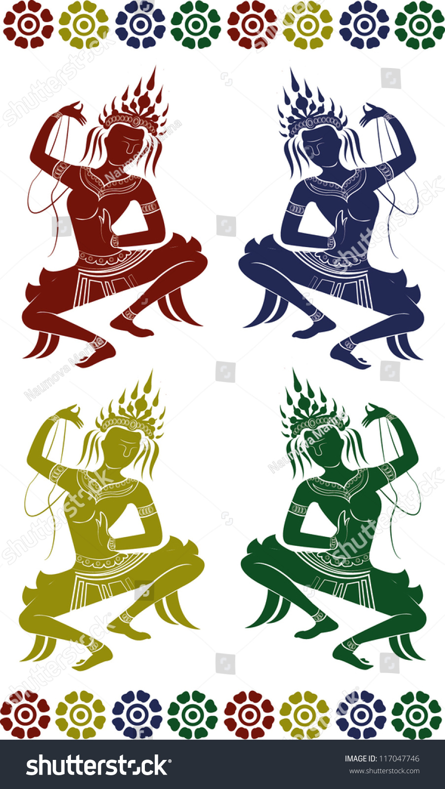 Set Apsara Dance Stock Vector (Royalty Free) 117047746 | Shutterstock