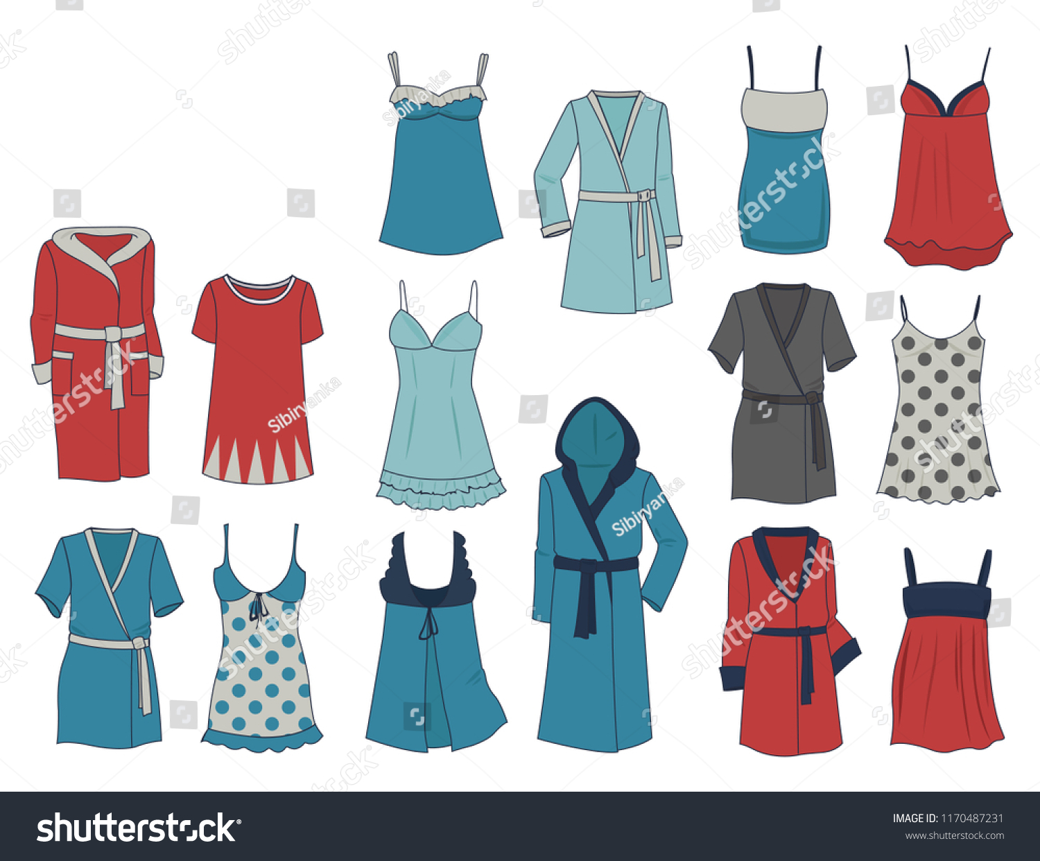 Set Womens Negligee Robes Different Models Stock Vector (Royalty Free ...