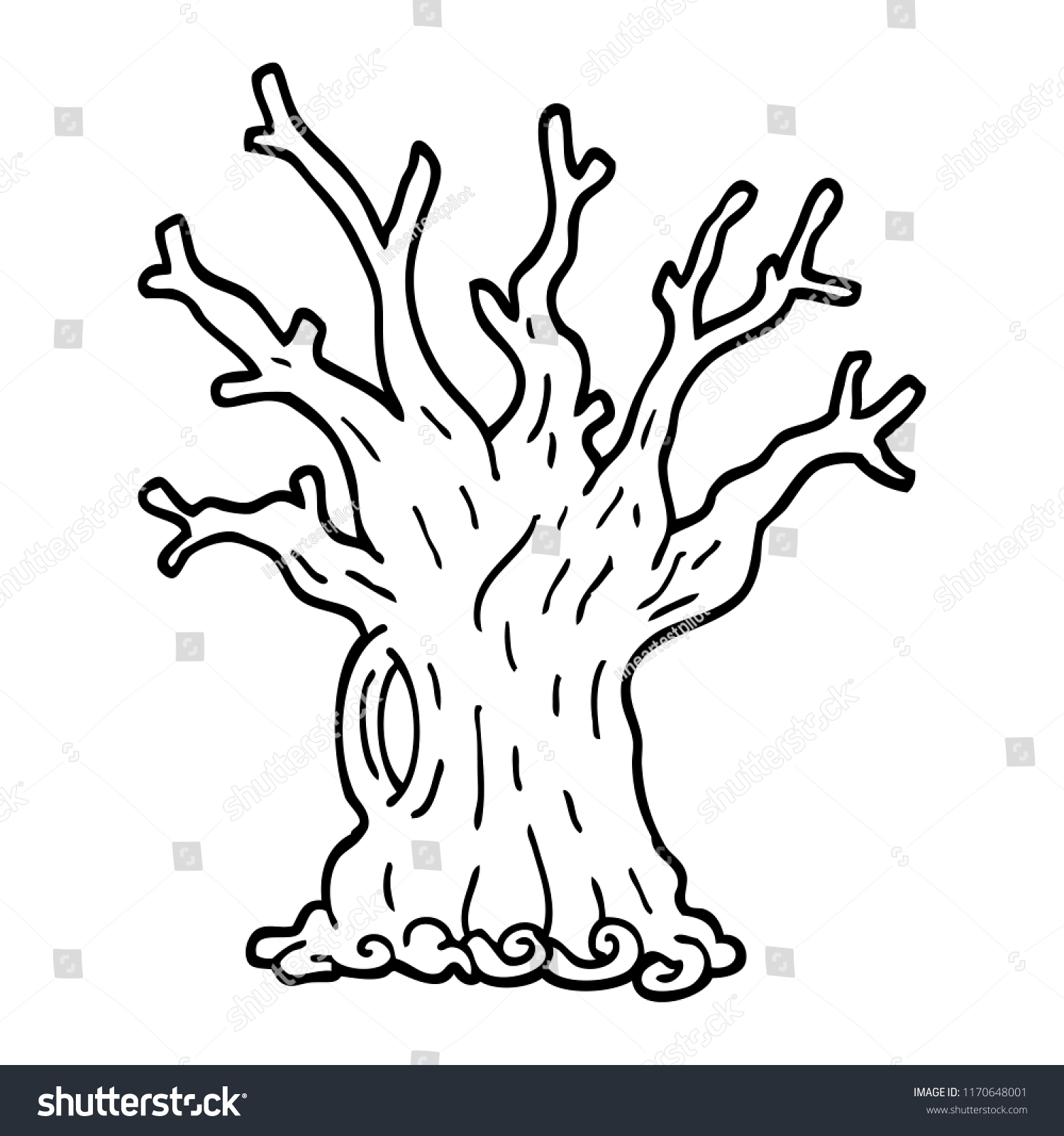 Black White Cartoon Tree Stock Vector (Royalty Free) 1170648001 ...