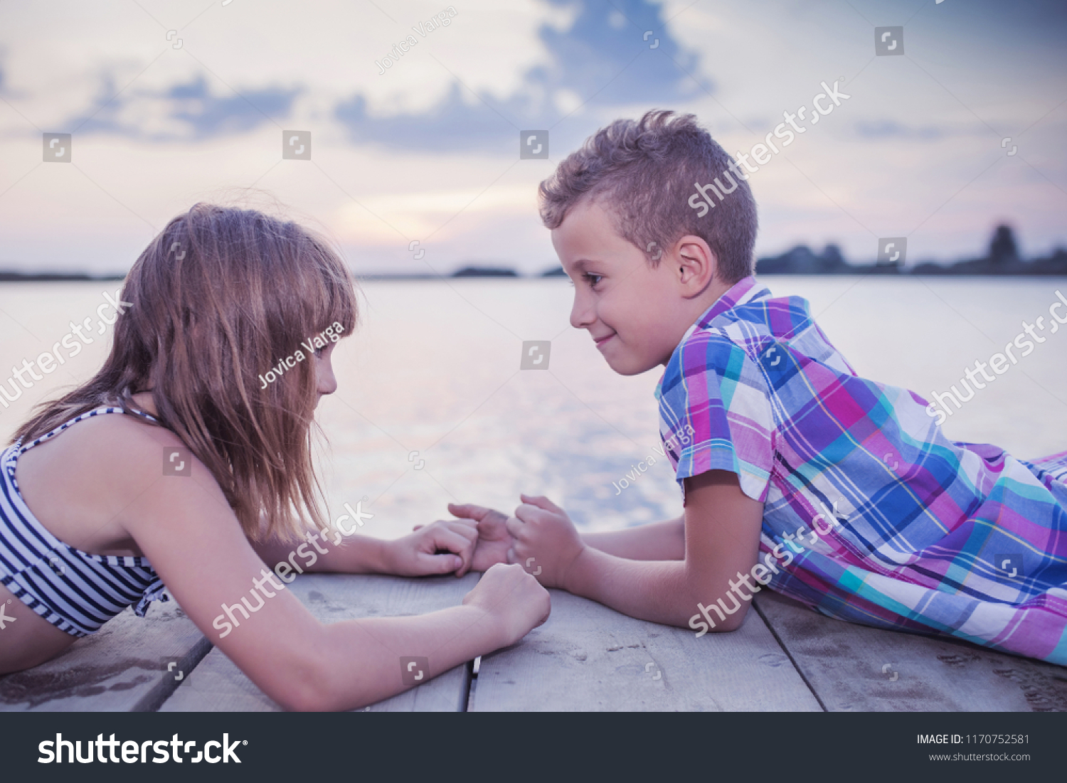 Side View Little Boy Girl While Stock Photo 1170752581 | Shutterstock