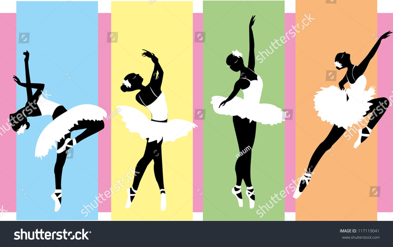 Set Ballet Dancers Silhouettes Vector Illustration Stock Illustration 117119041 Shutterstock 