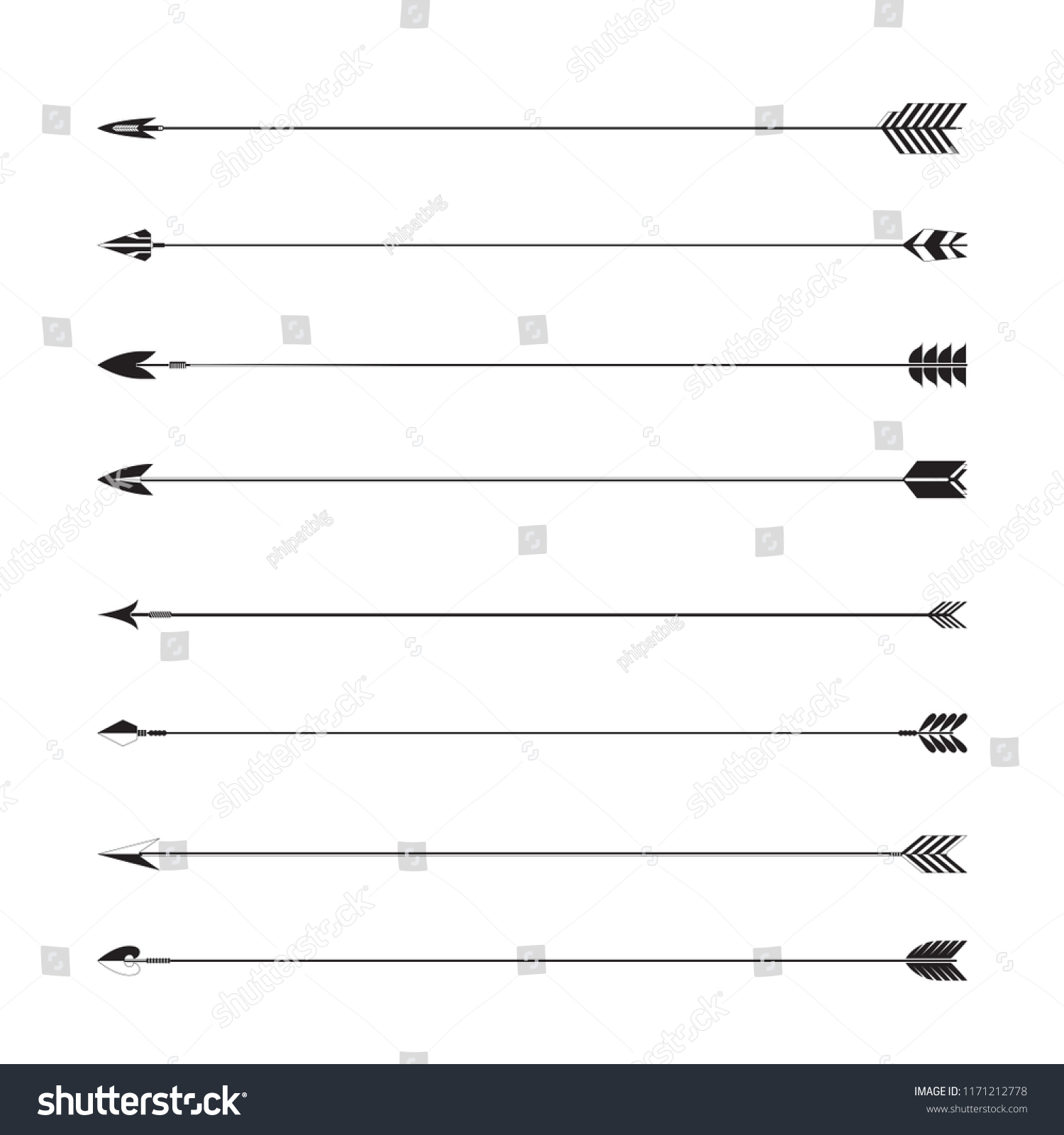 Arrows Set Border List Separator Stock Vector (Royalty Free) 1171212778 ...