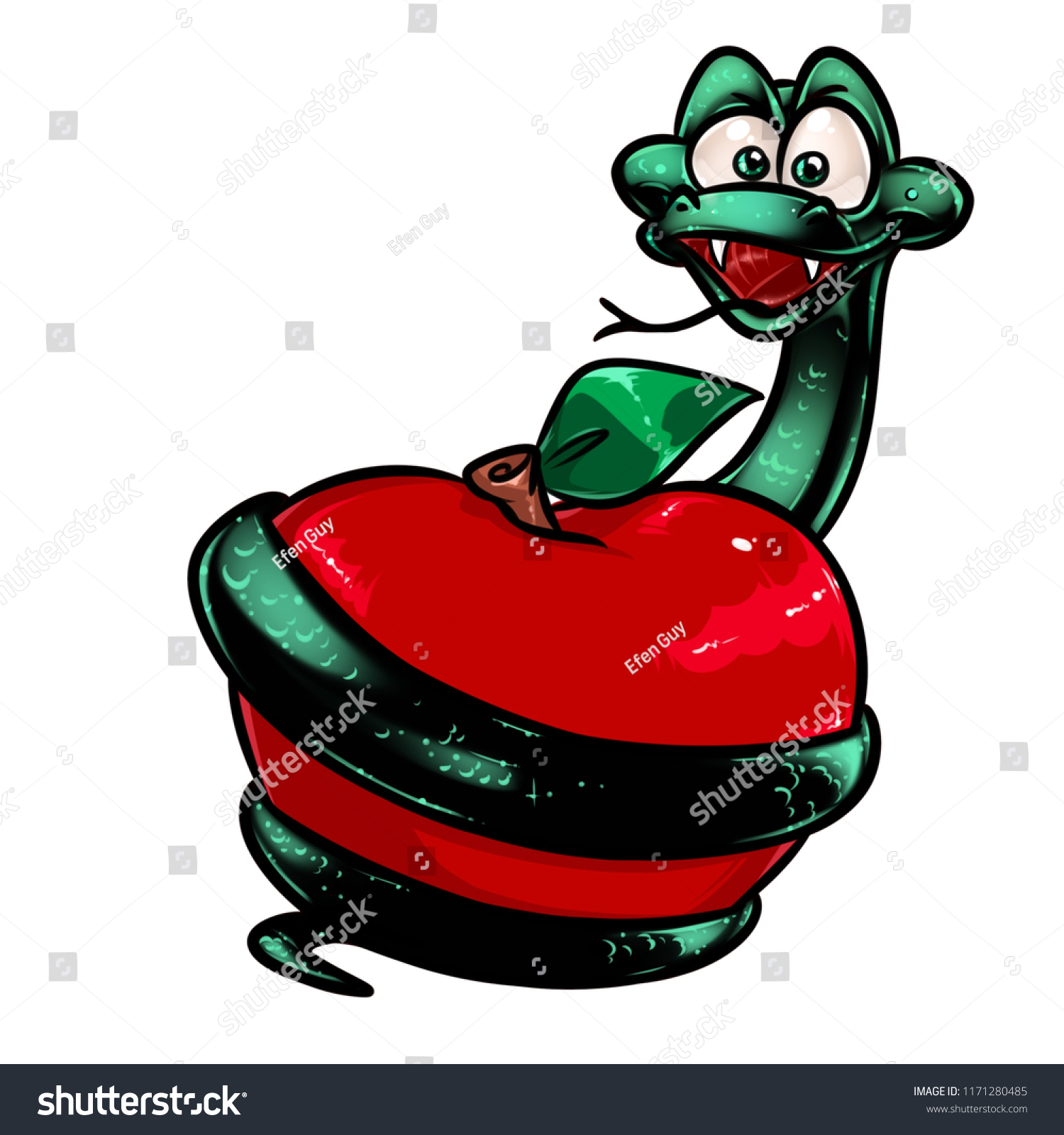 snake and apple clipart