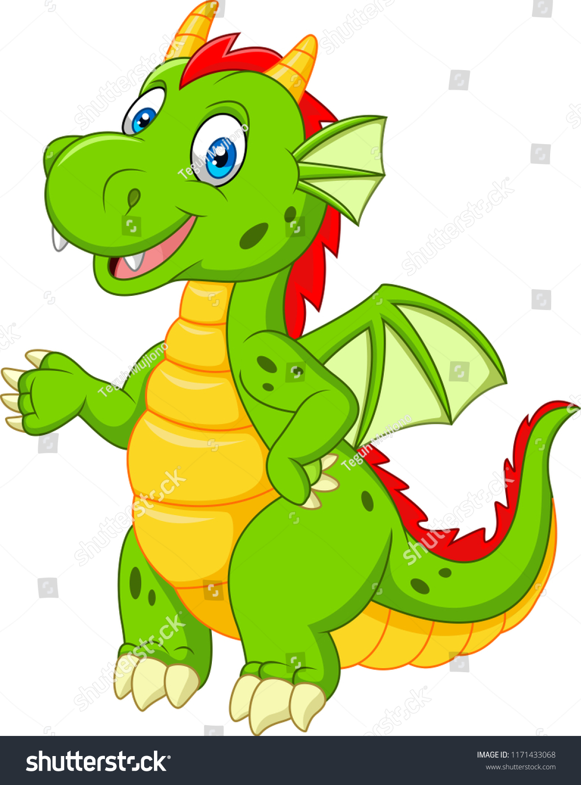 Cartoon Happy Dragon Presenting Stock Vector (royalty Free) 1171433068 