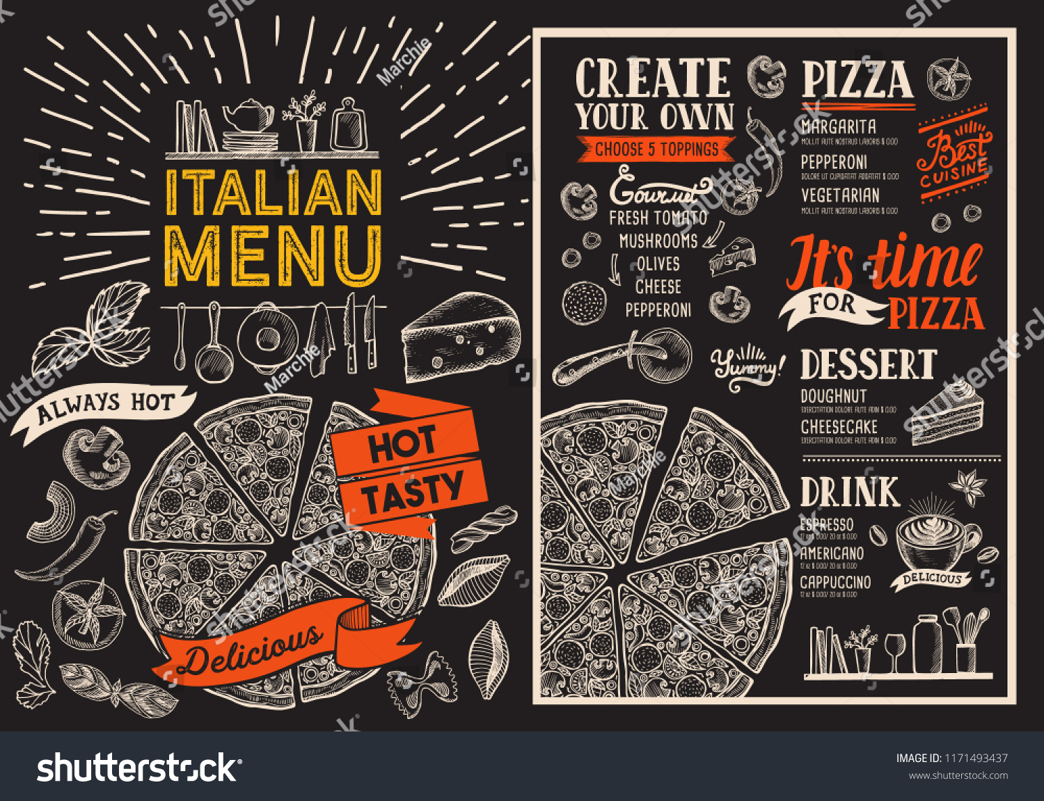 Pizza Restaurant Menu Vector Food Flyer Stock Vector (Royalty Free ...