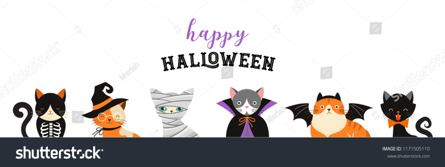 Halloween Cats Costume Party Illustration Vector Stock Vector (Royalty ...