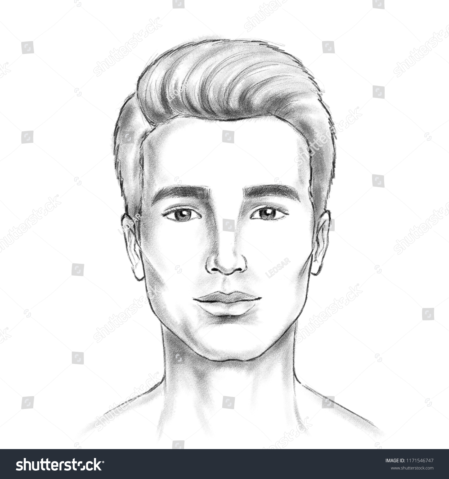 Man Face Digital Painting By Computer Stock Illustration 1171546747 ...