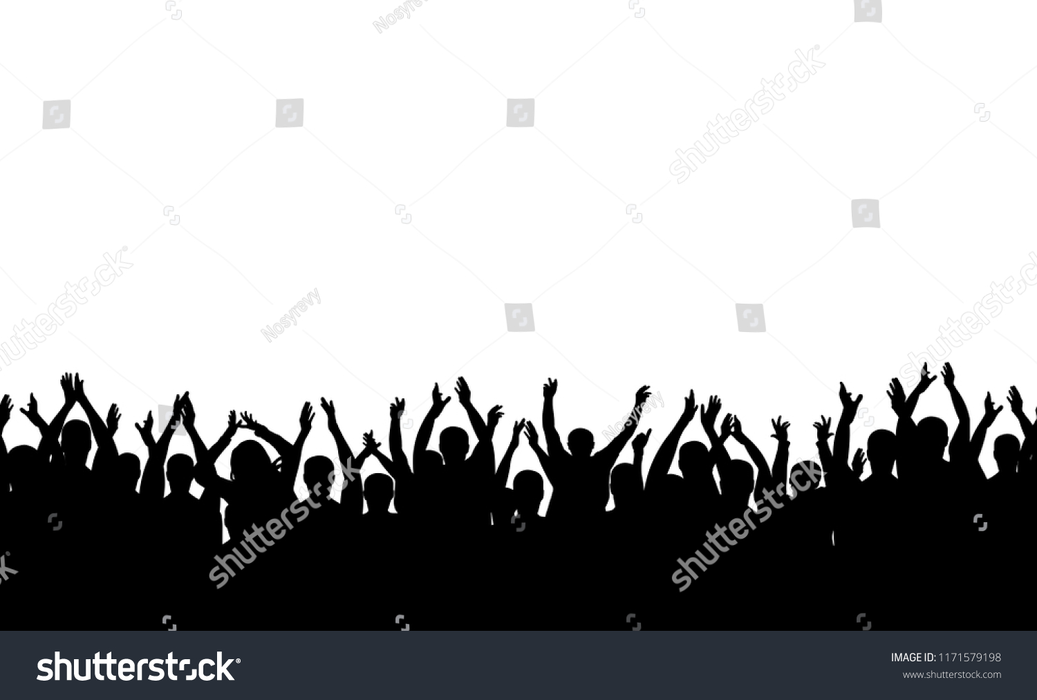 Seamless Pattern Applause Crowd People Silhouette Stock Vector (Royalty ...