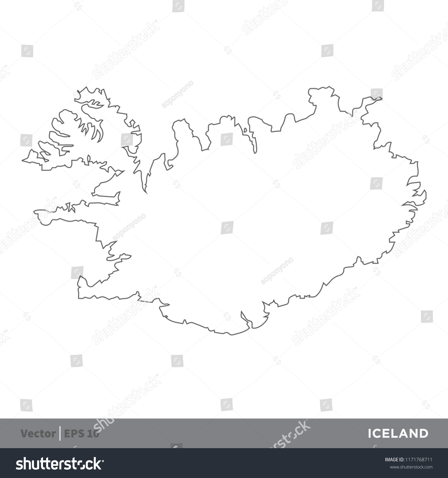 Iceland Outline Europe Country Map Vector Stock Vector (Royalty Free ...