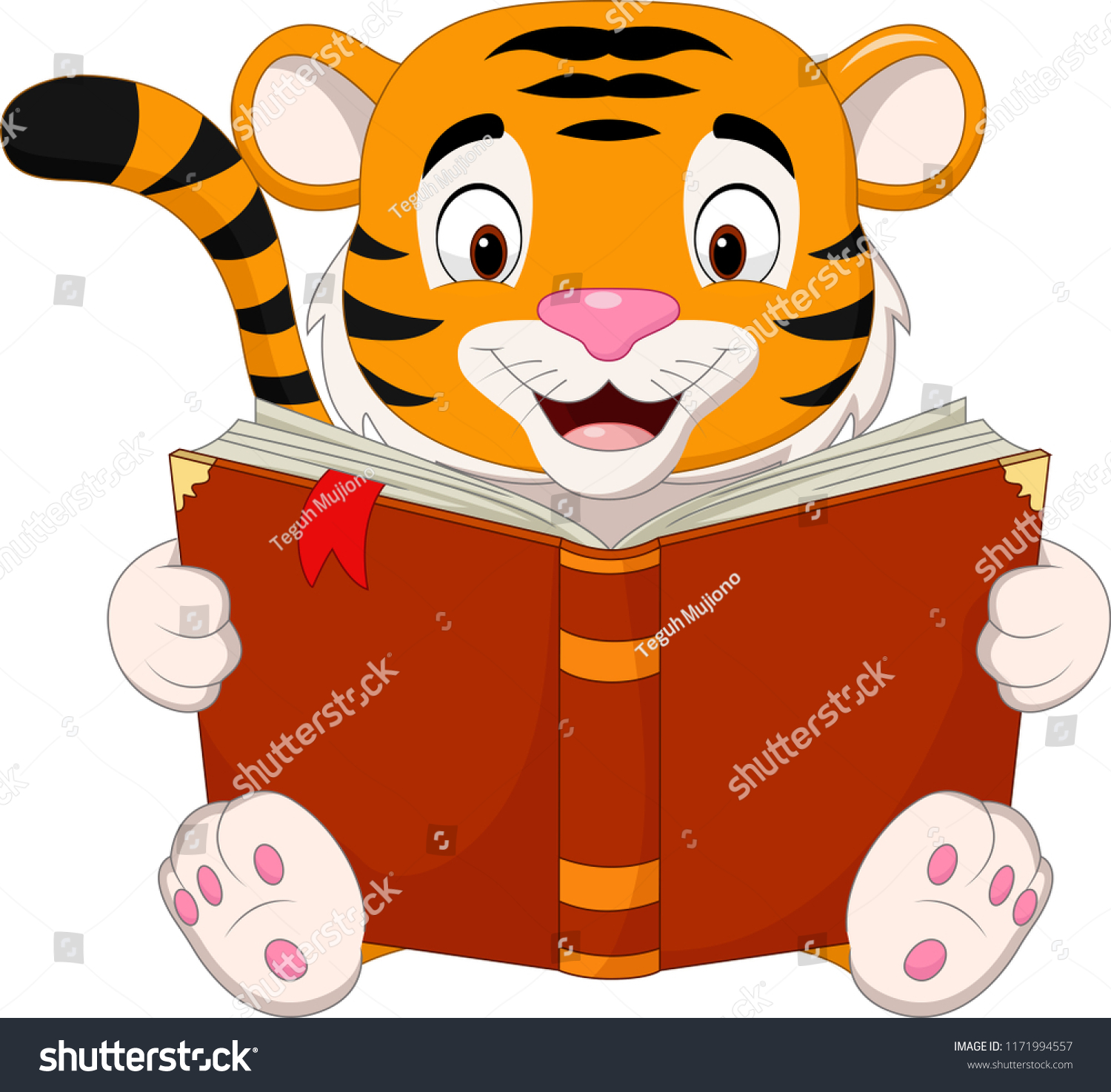 tiger reading a book