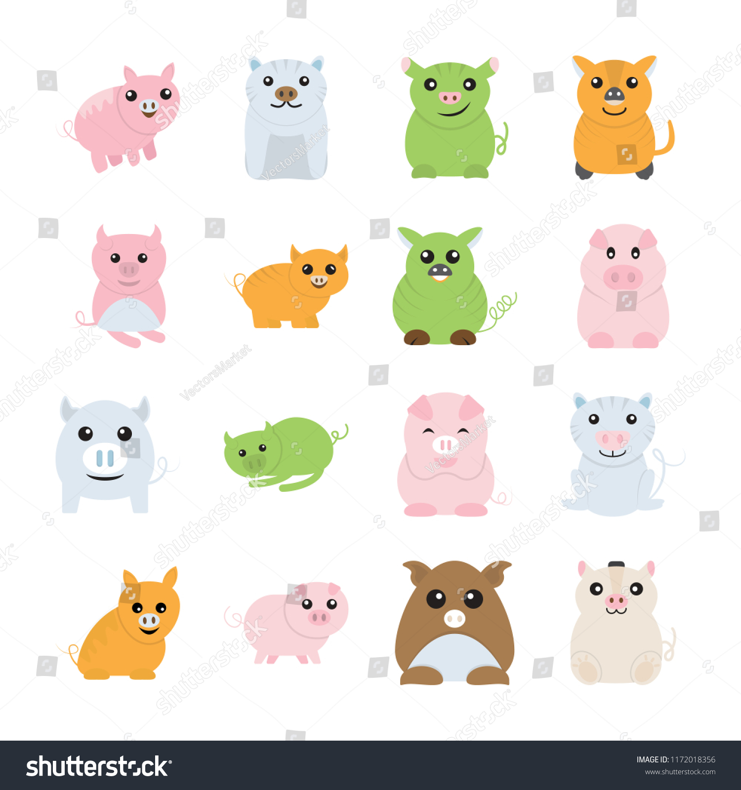 Cute Pigs Drawings Stock Vector (Royalty Free) 1172018356 | Shutterstock