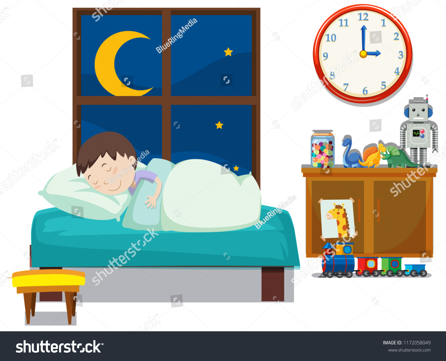 Boy Sleeping Bedroom Illustration Stock Vector (Royalty Free ...
