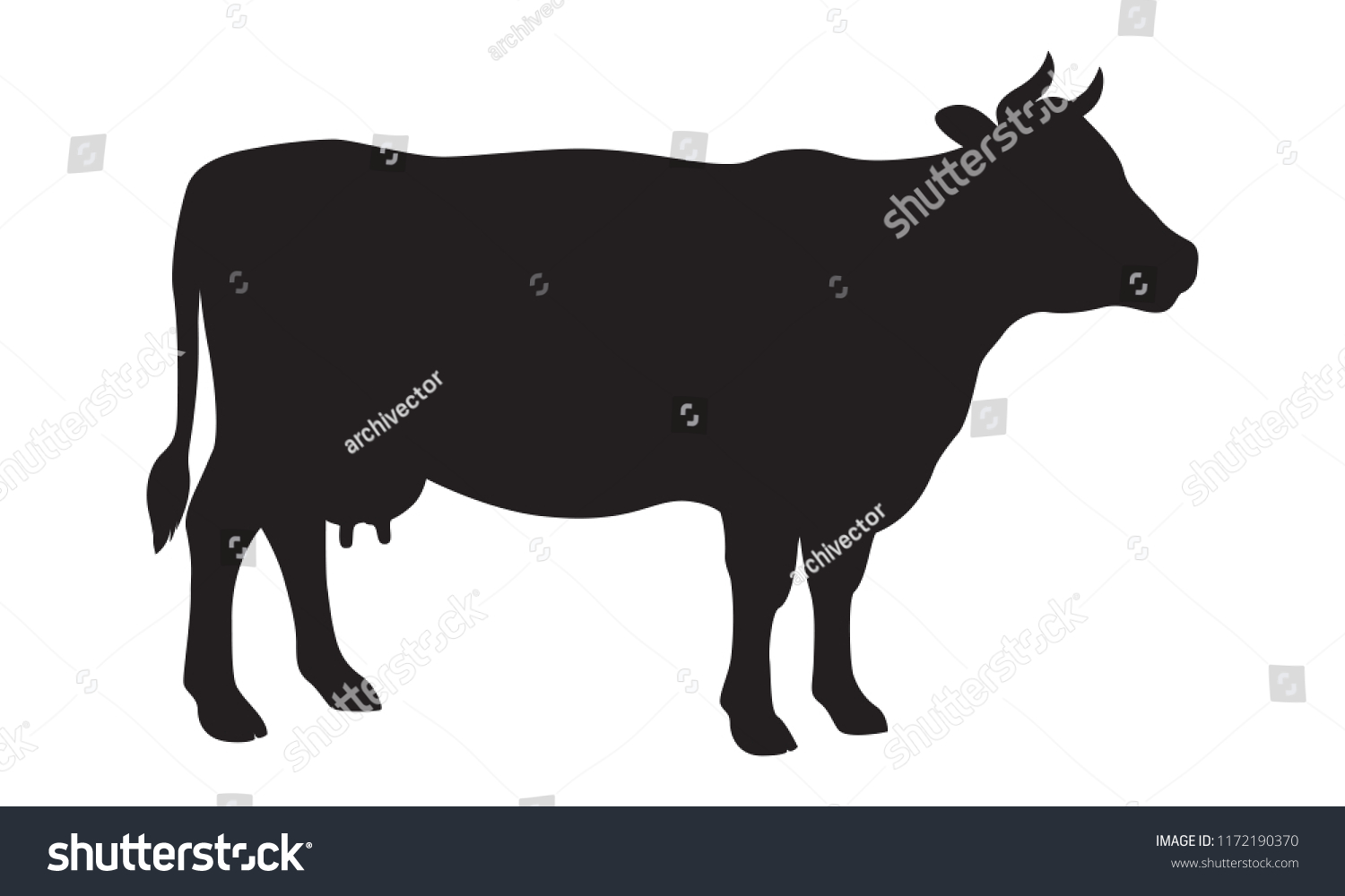 Cow Sign Cow Black Silhouette Isolated Stock Vector (Royalty Free ...