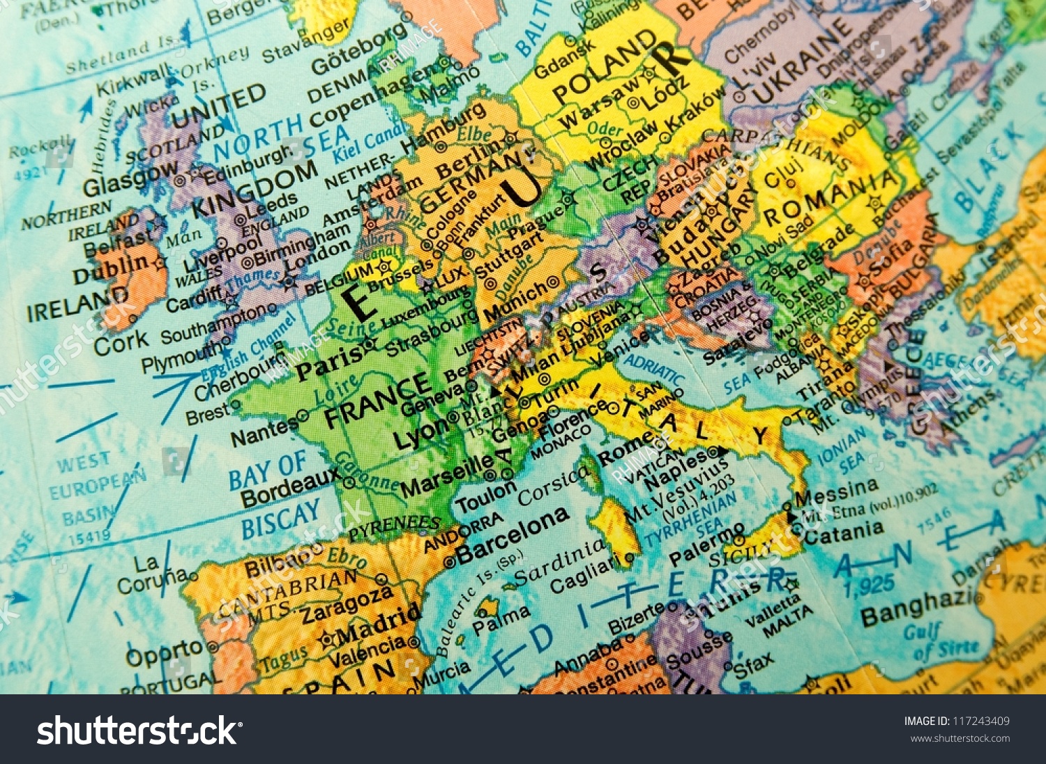Close Up Of Europe On Globe Set of 4 Coasters 