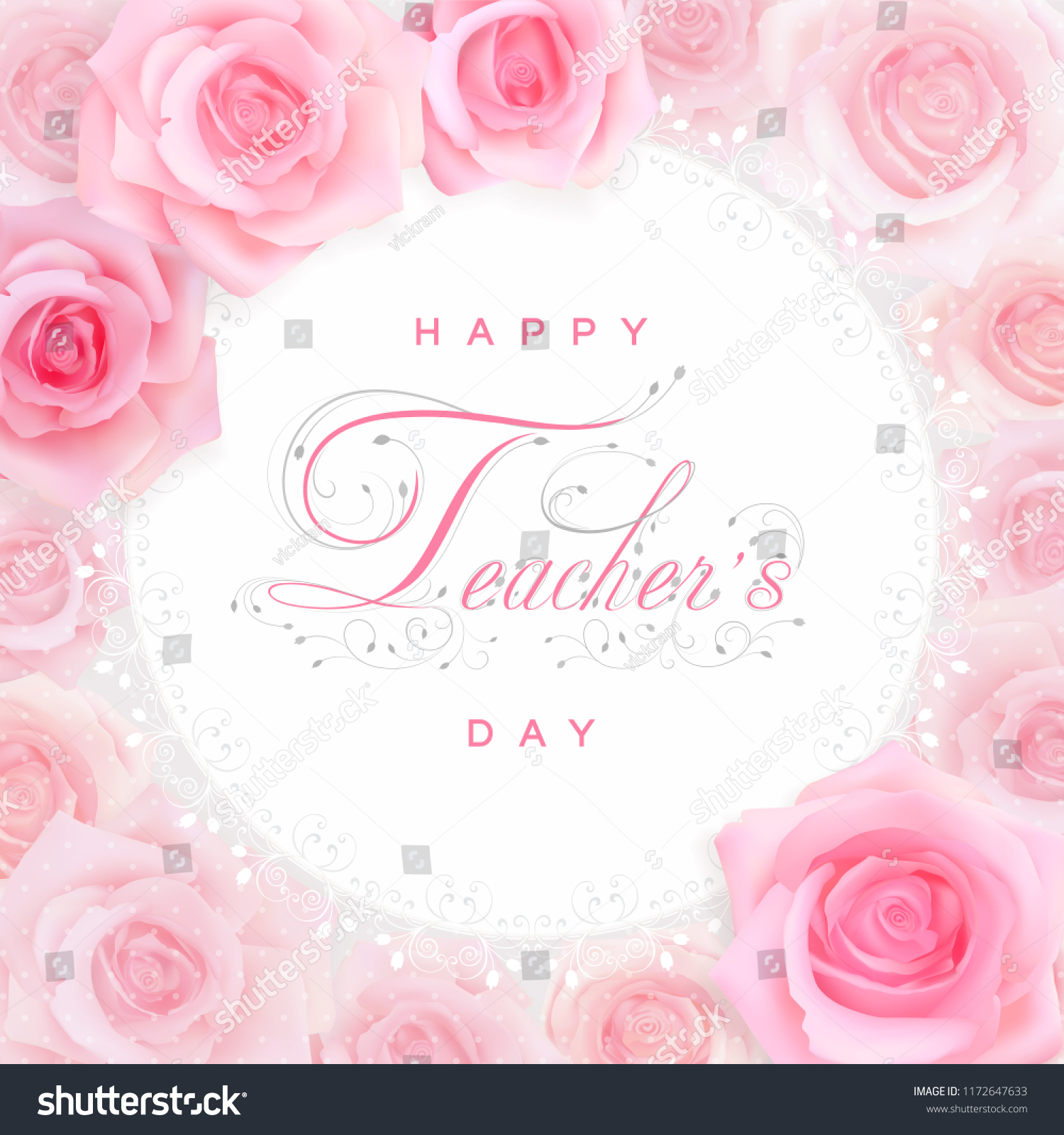 Happy Teachers Day Greeting Card Pink Stock Vector (Royalty Free ...