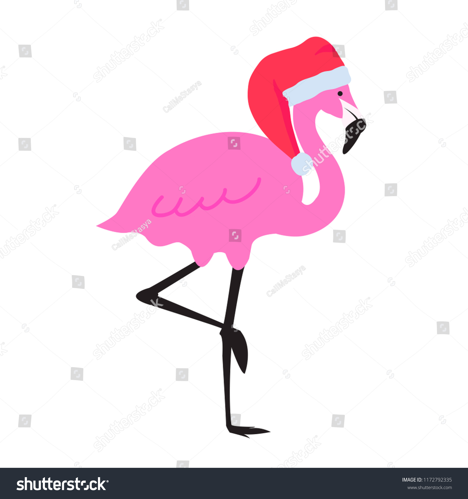 pink flamingo with santa hat