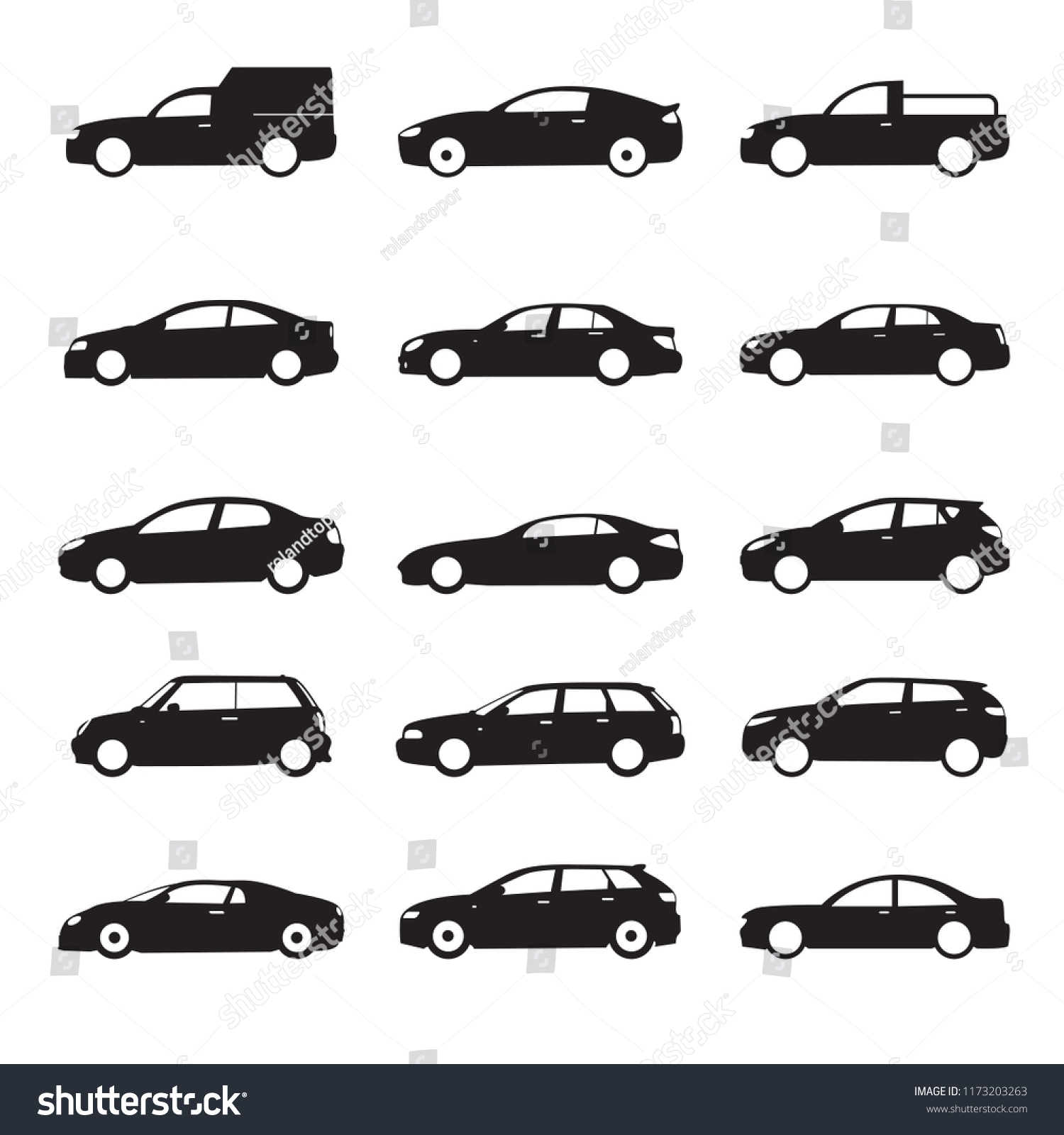 Set Black Shapes Icons Cars Vector Stock Vector (Royalty Free ...