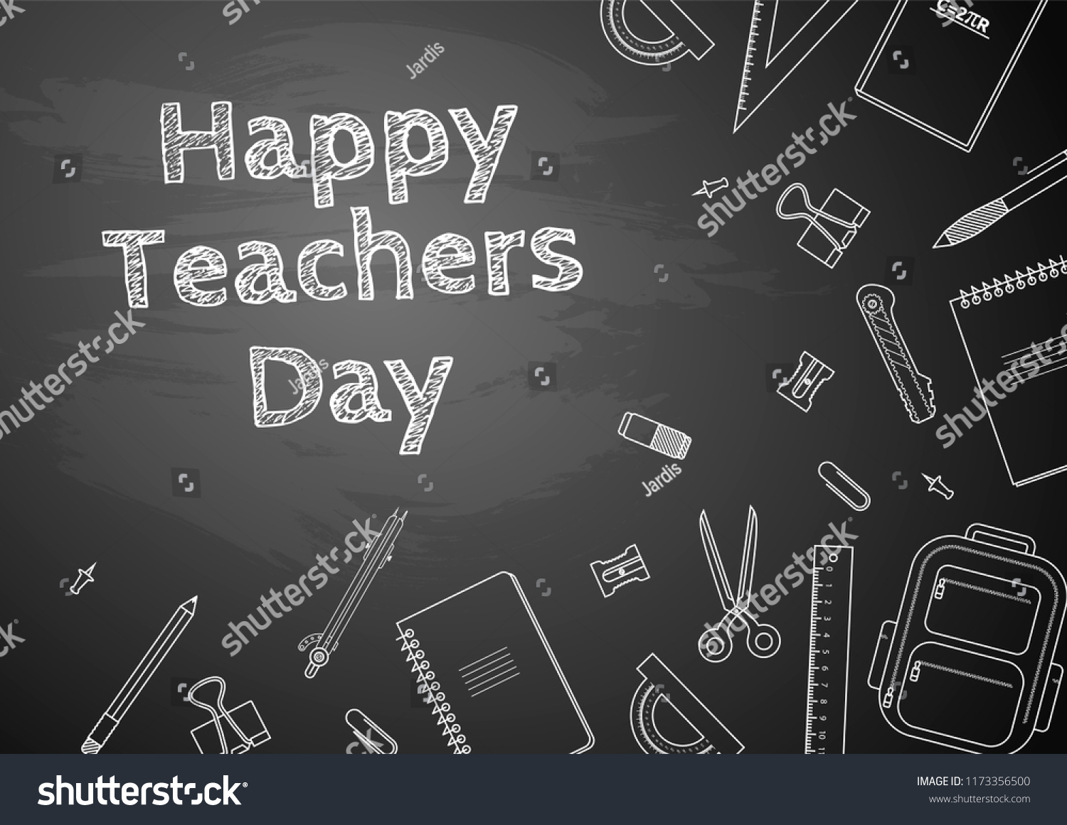 Happy Teachers Day Freehand Drawing School Stock Vector (Royalty Free ...