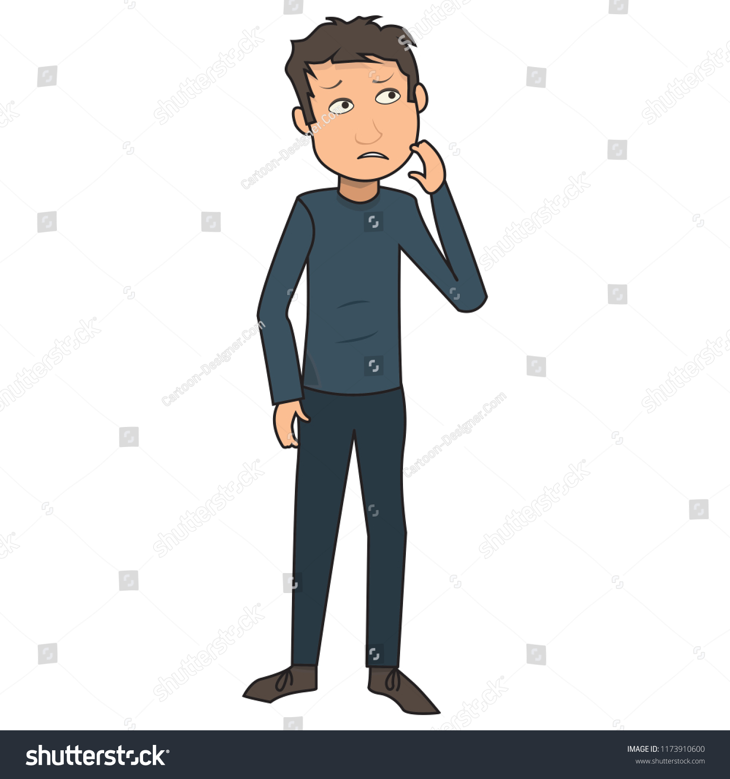 Sad Man Thinking Standing Stock Vector (Royalty Free) 1173910600 ...