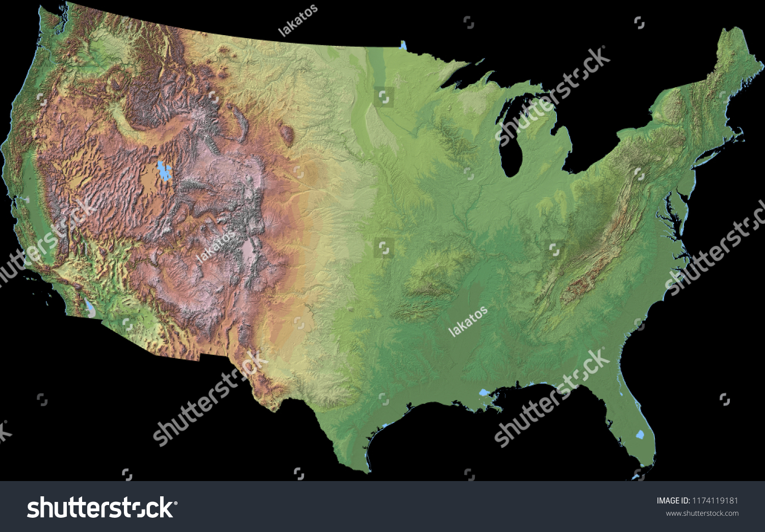 Elevation Map Usa 3d Rendering Stock Illustration 1174119181 | Shutterstock