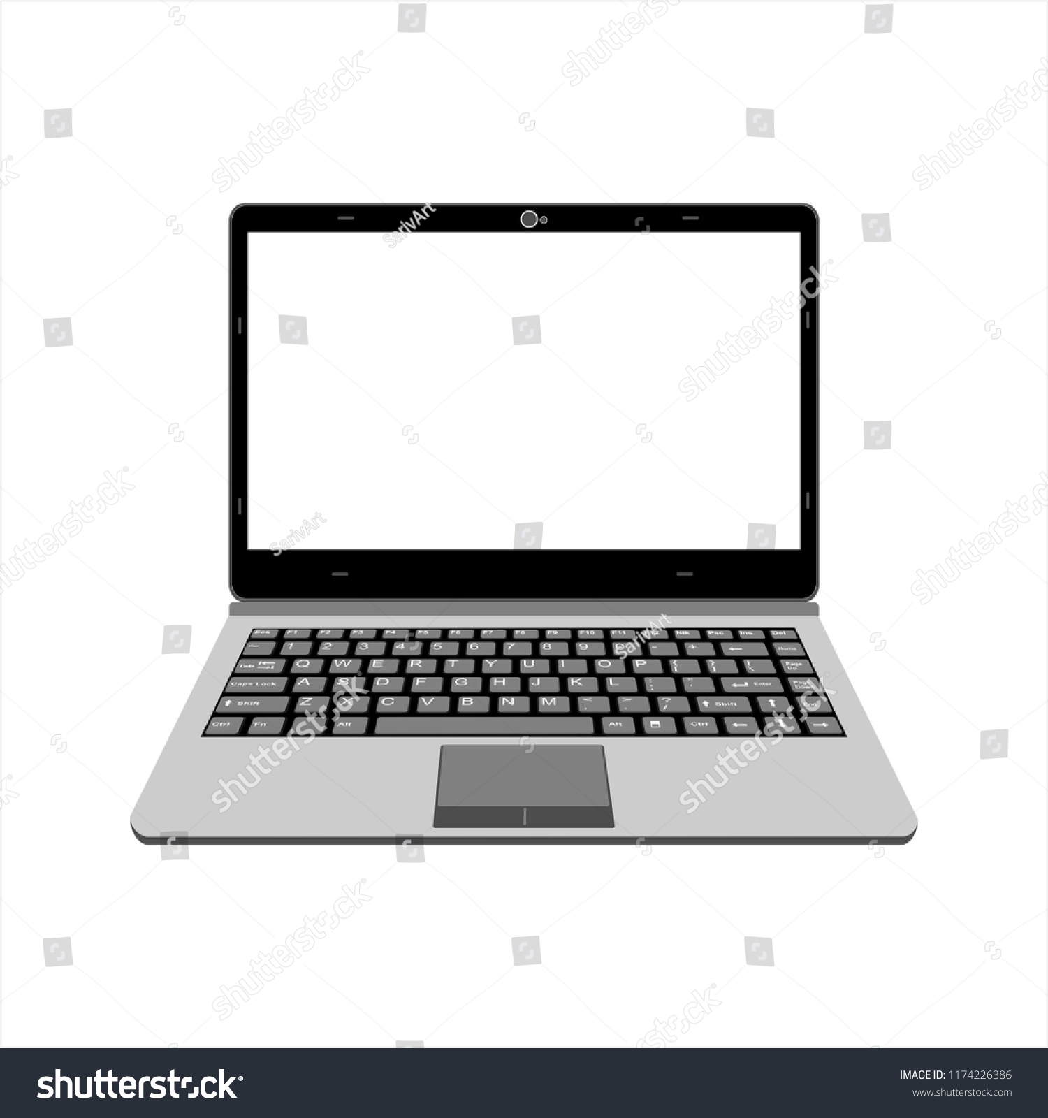 Black Gray Laptop Vector Illustration Stock Vector (Royalty Free ...