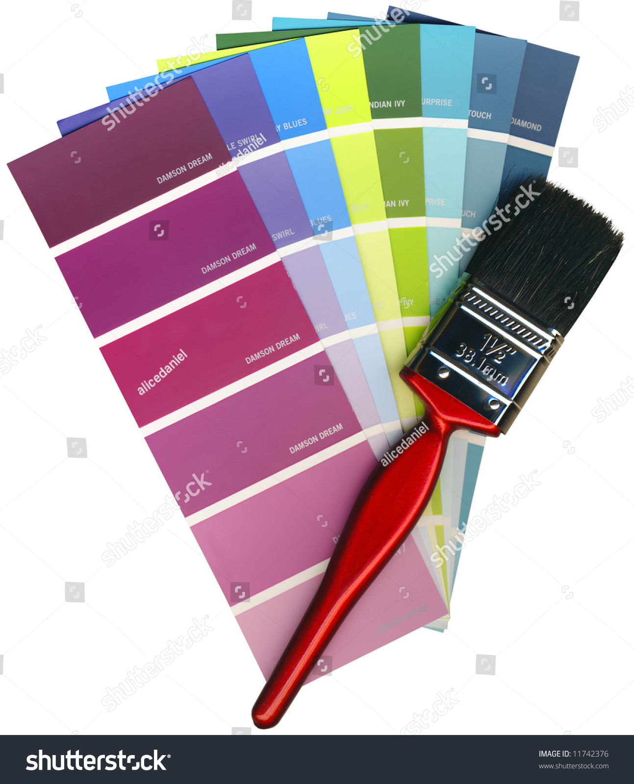 Fashionable Colours Paint Swatches Paintbrush On Stock Photo 11742376   Stock Photo Fashionable Colours Of Paint Swatches And Paintbrush On A White Background Isolated With Clipping 11742376 