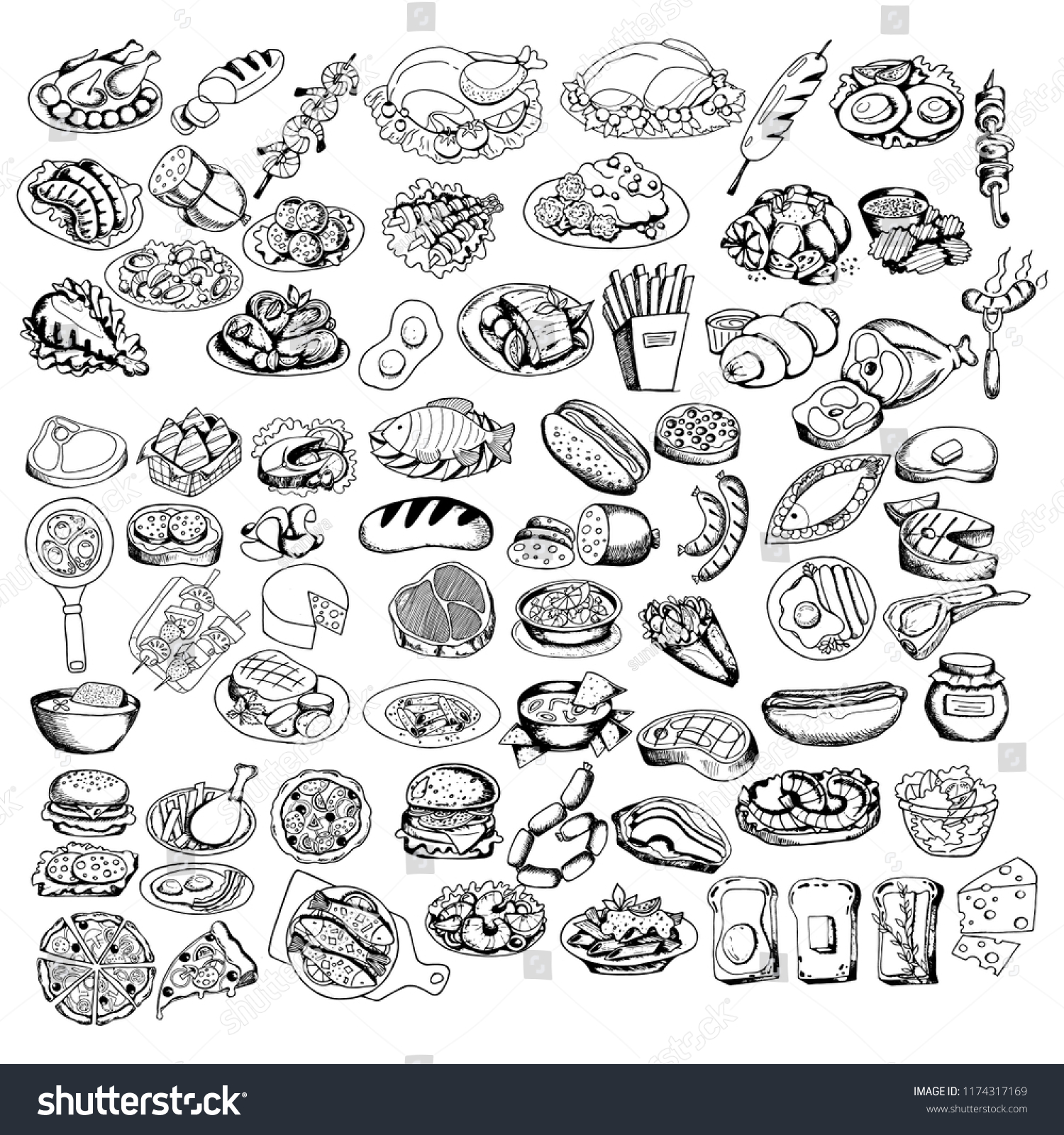 Big Set Line Icons Varied Food Stock Vector (Royalty Free) 1174317169 ...