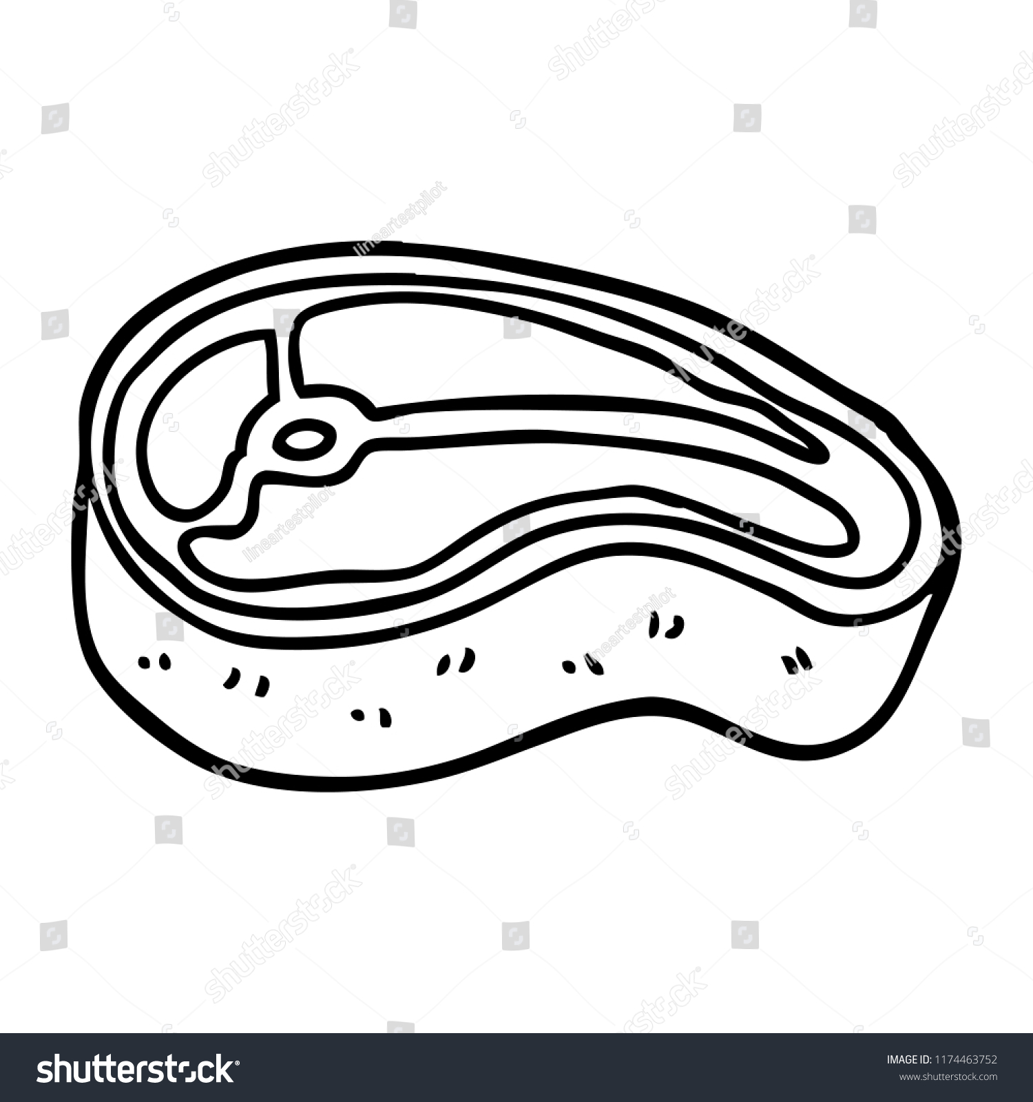 Line Drawing Cartoon Well Cooked Meat Stock Vector (Royalty Free