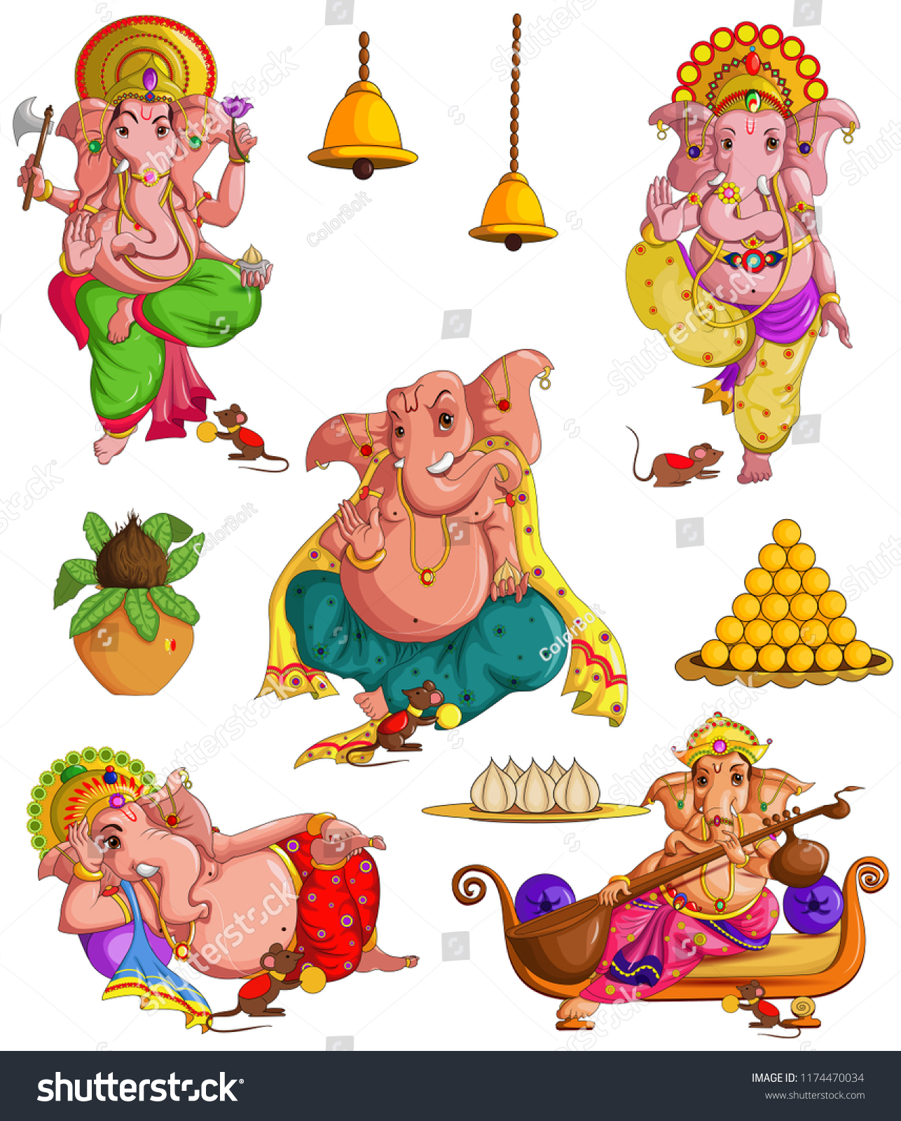 Happy Ganesha Chaturthi Posters Stock Vector (Royalty Free) 1174470034 ...