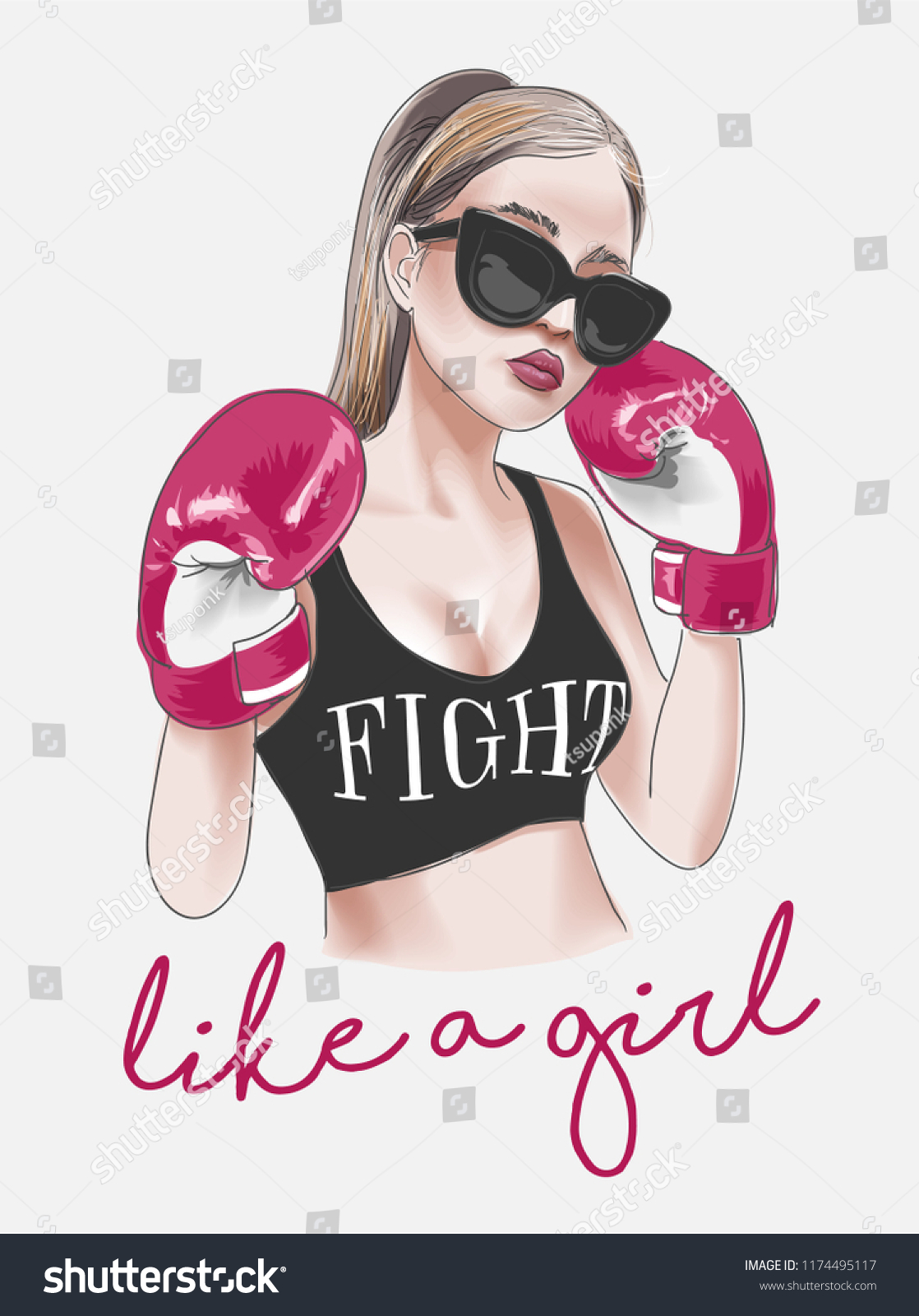 boxing girl draw