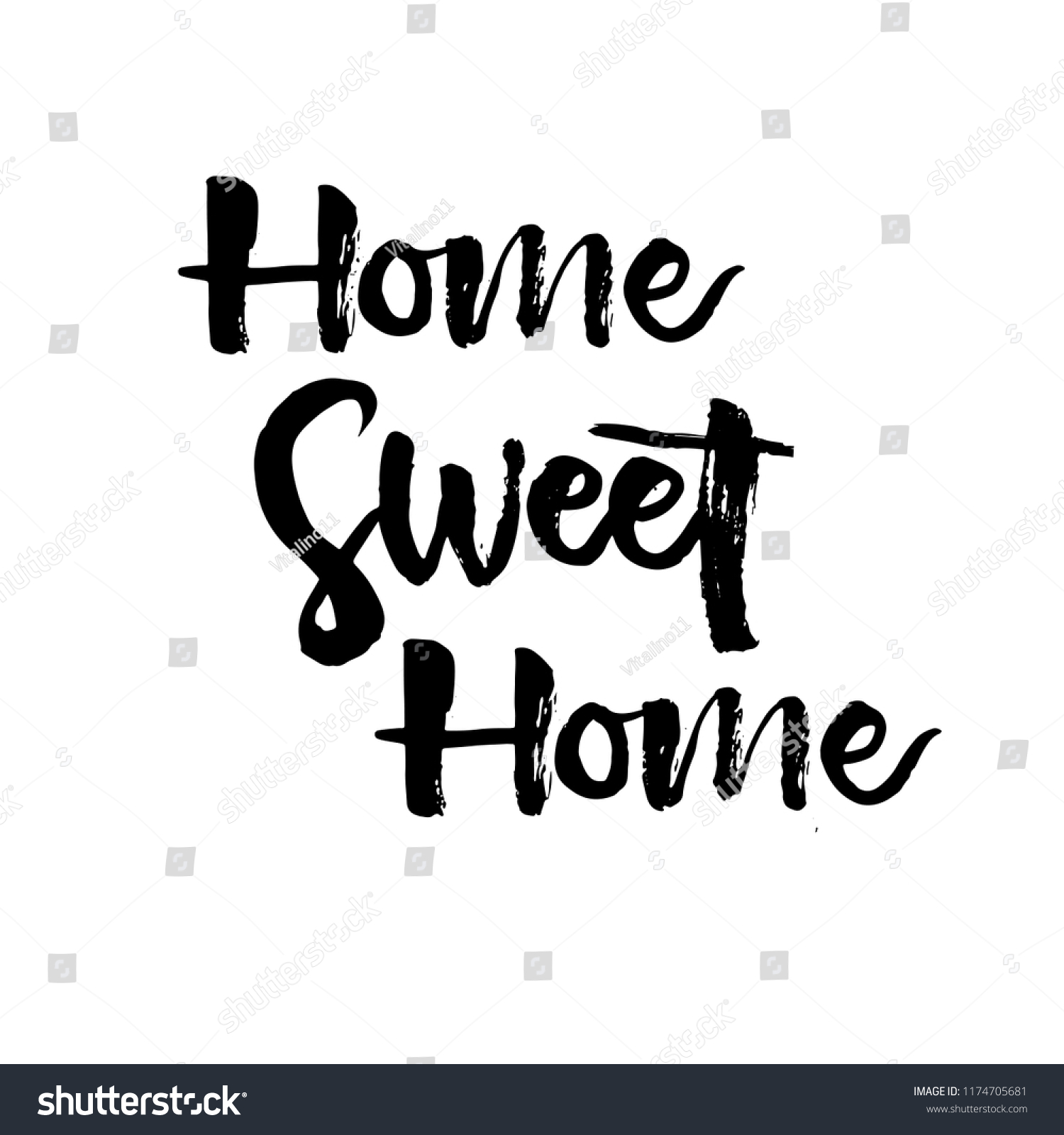 Hand Drawn Lettering Phrase Home Sweet Stock Vector (Royalty Free ...