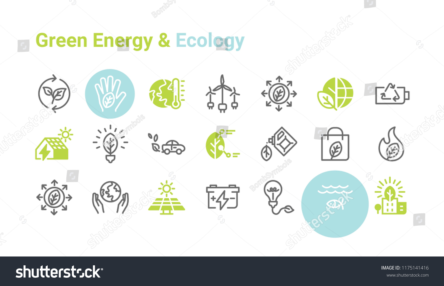 Green Energy Ecology Vector Icon Set Stock Vector (Royalty Free ...