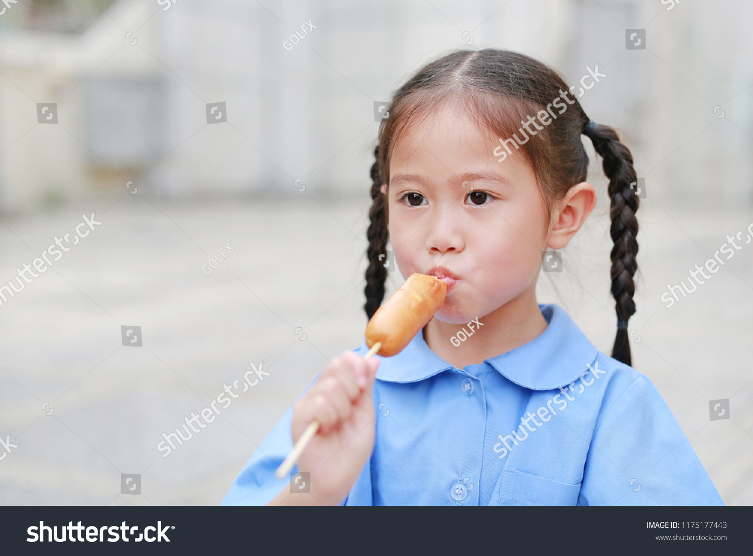 Adorable Little Asian Child Girl School Stock Photo 1175177443 ...