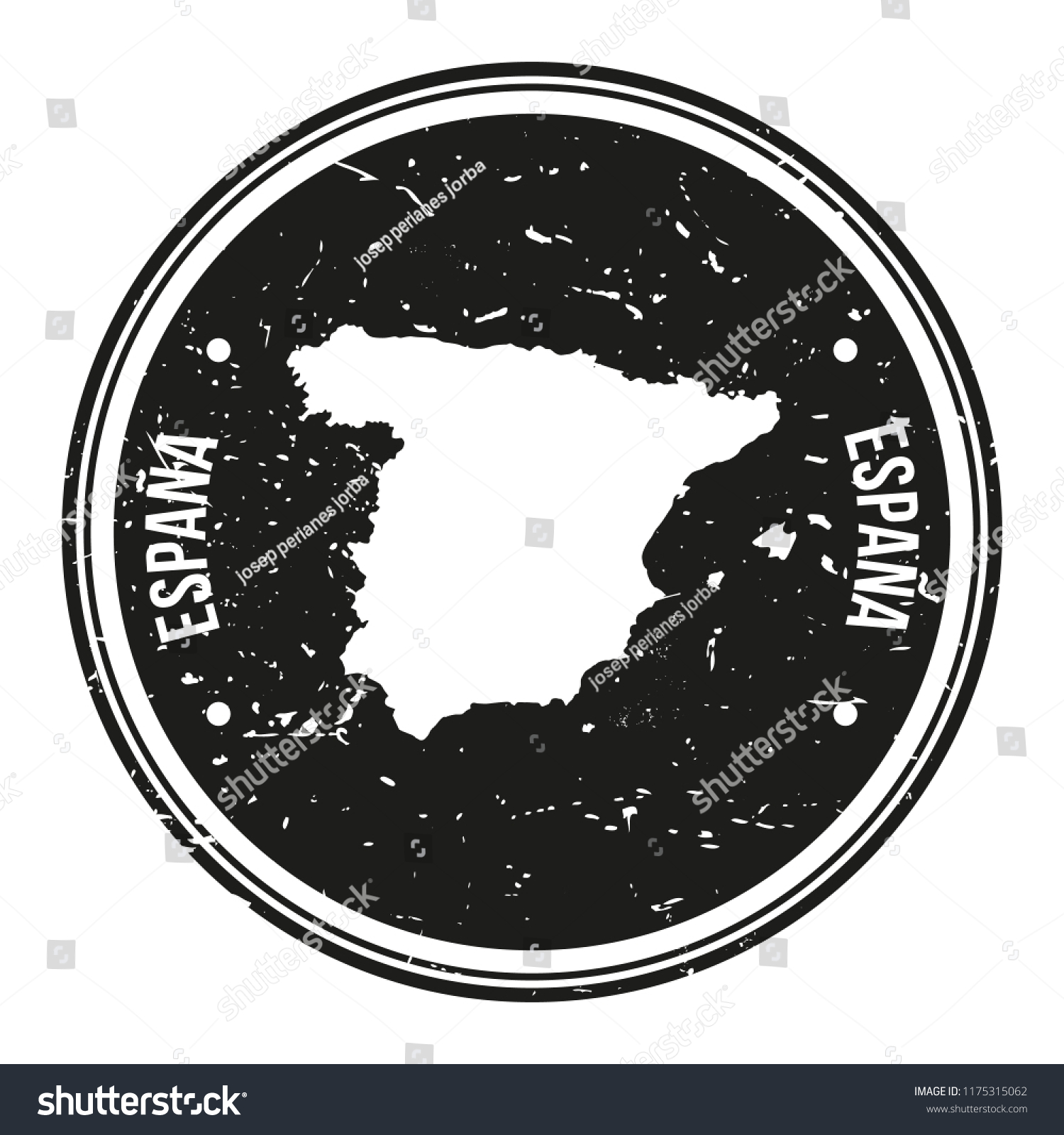 Spain Map Symbol Round Design Stamp Stock Vector (Royalty Free ...