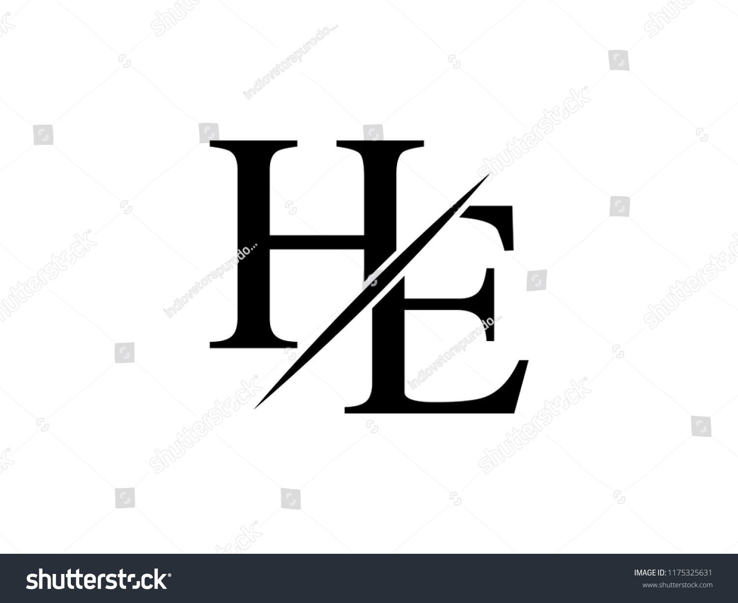 Monogram Logo Letter He Sliced Stock Vector (Royalty Free) 1175325631 ...