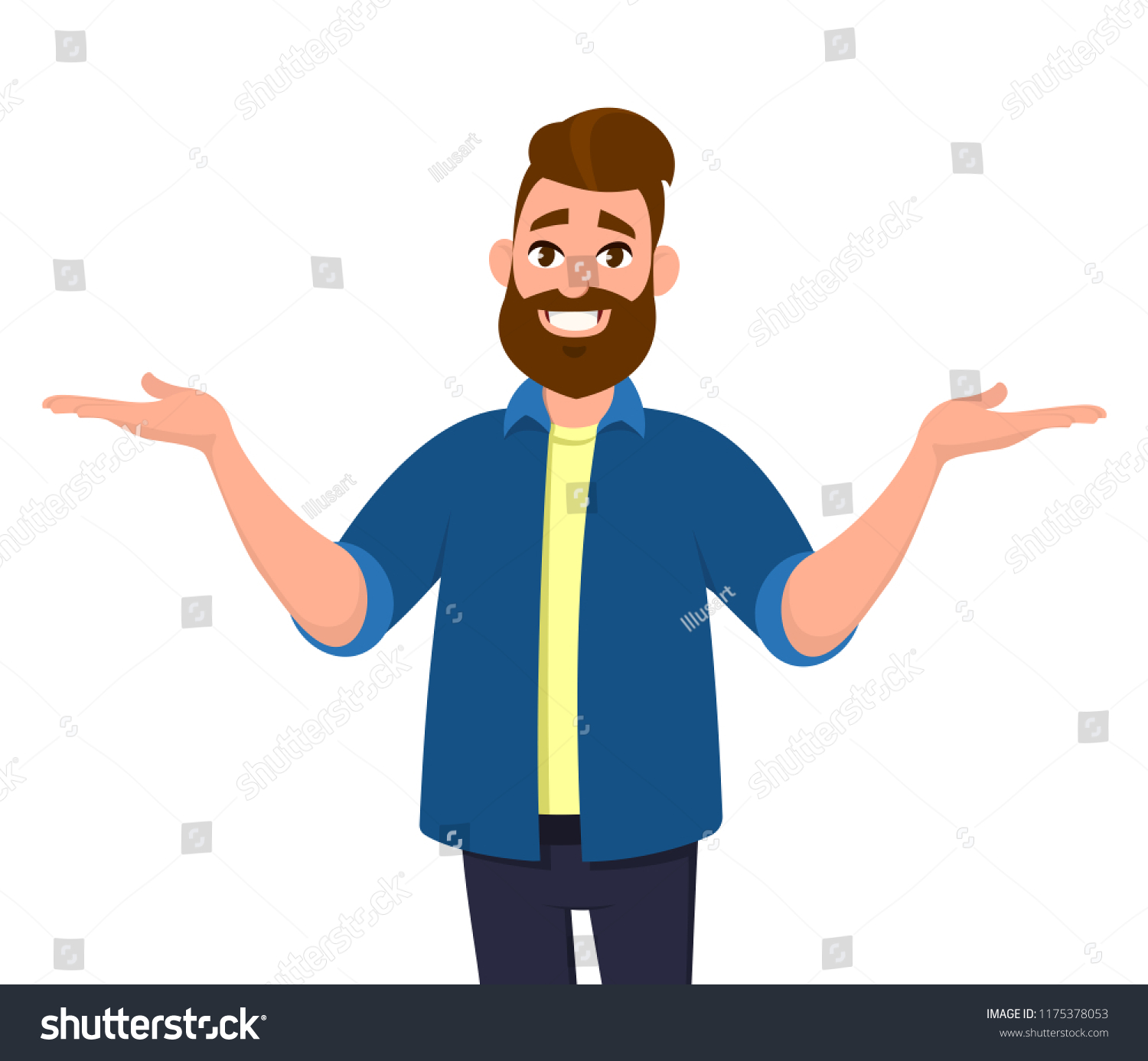 Young Man Spreading His Hands Sides Stock Vector (Royalty Free ...