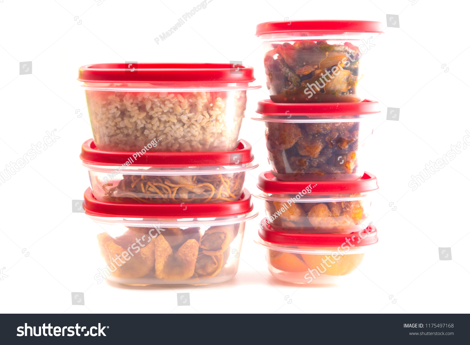 Stock Photo Boxes With Red Lids Filled With Leftover Food 1175497168 