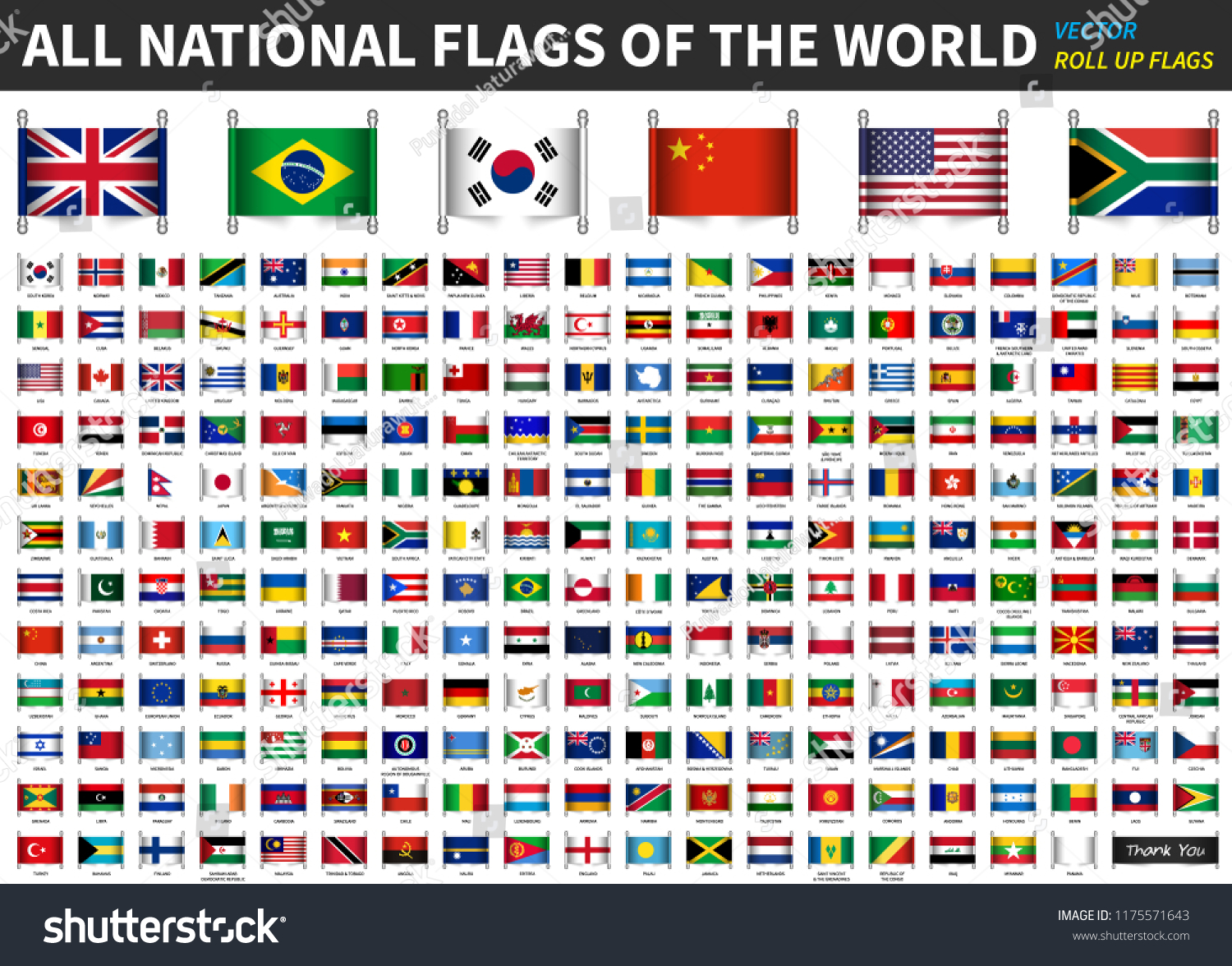 All Official National Flags World Roll Stock Vector (Royalty Free ...