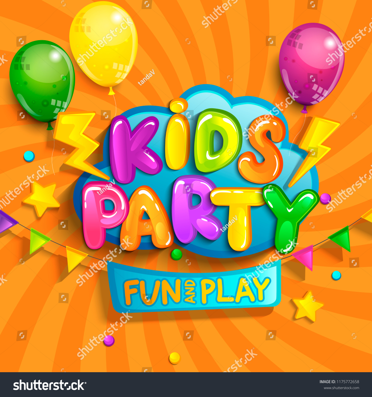 Super Banner Kids Party Cartoon Style Stock Vector (Royalty Free ...