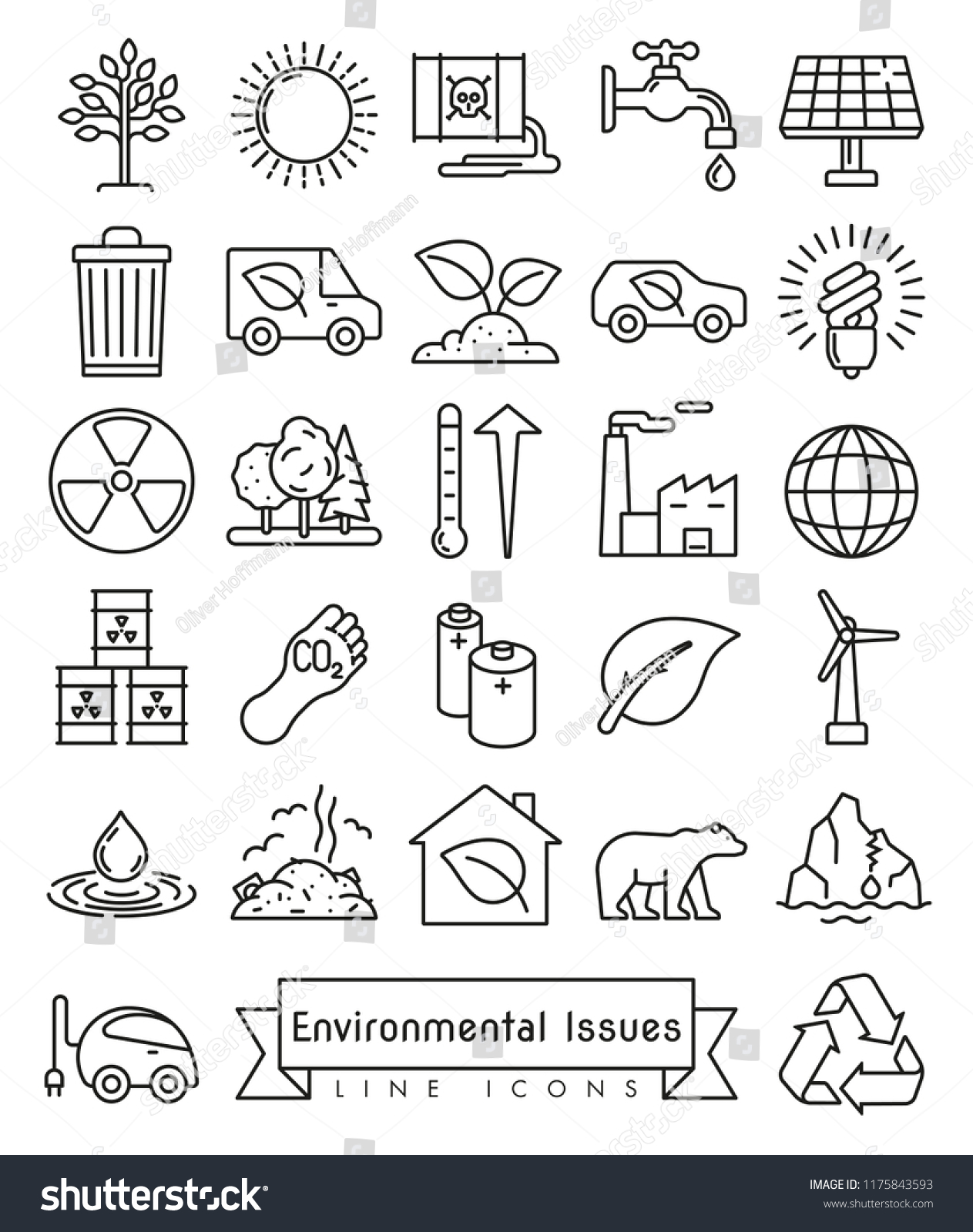 Collection Environment Climate Related Vector Icons Stock Vector ...