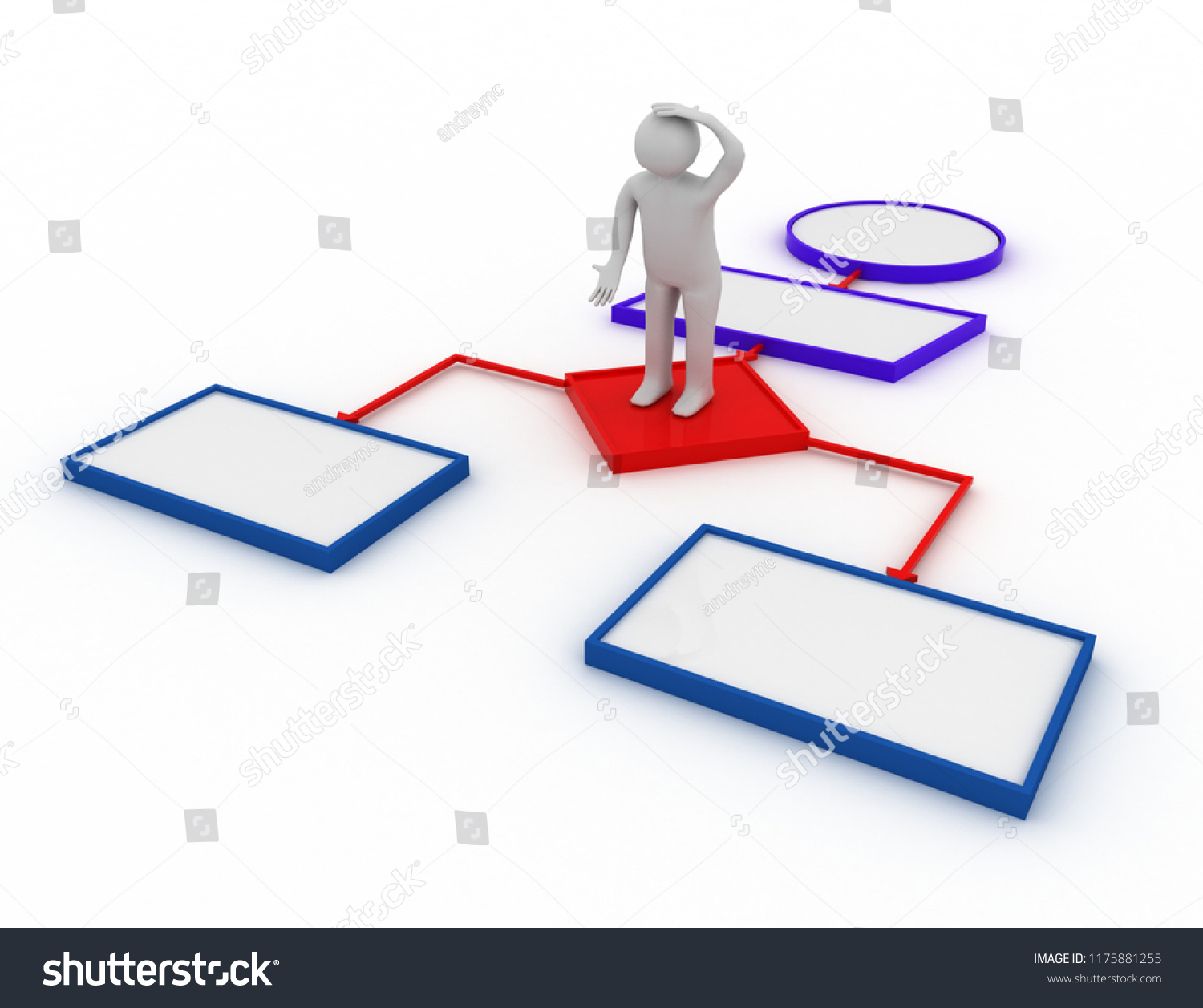 3d Man On Flowchart 3d Rendered Stock Illustration 1175881255 ...