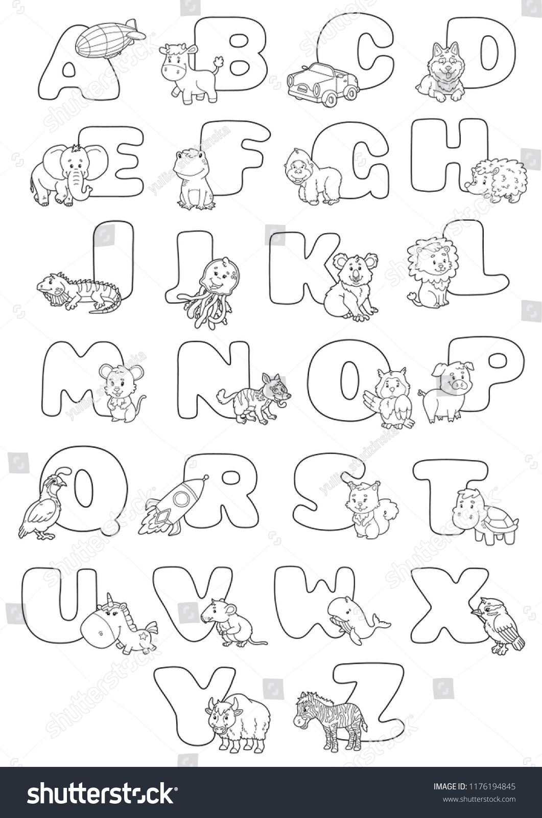 Cartoon Alphabet Poster Vector Illustration Educational Stock Vector ...