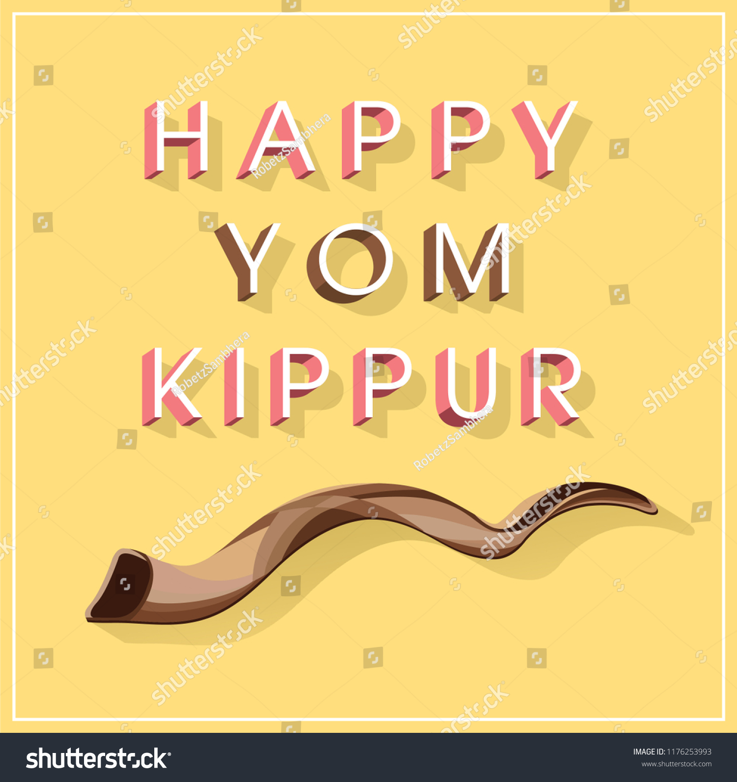 Vektor Stok Happy Yom Kippur Shofar Celebrate Jewish (Tanpa Royalti