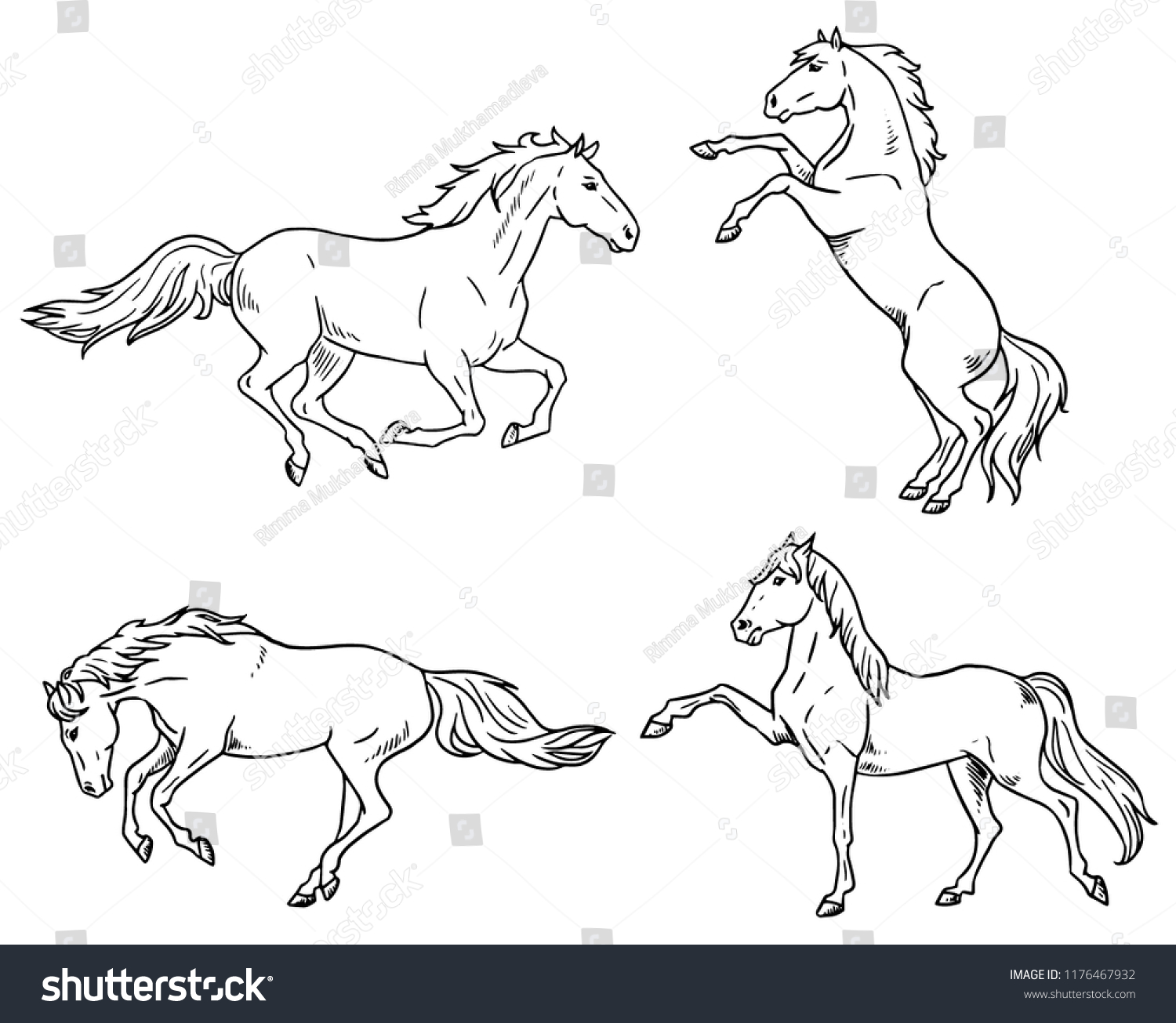 Silhouette Horse Line Stock Vector (Royalty Free) 1176467932 | Shutterstock