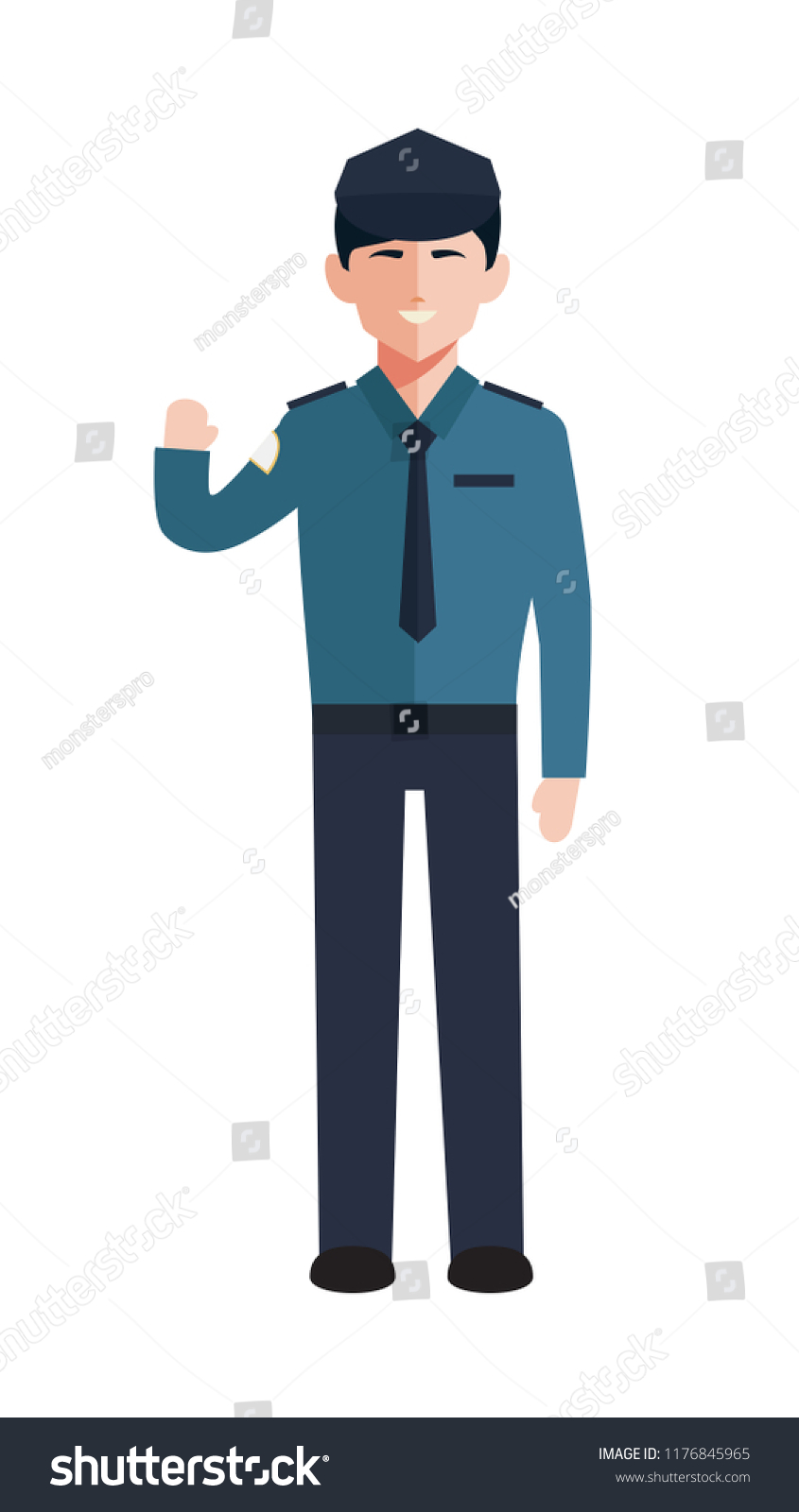 Police Officer Laughing Shaking Hands Stock Vector (Royalty Free ...