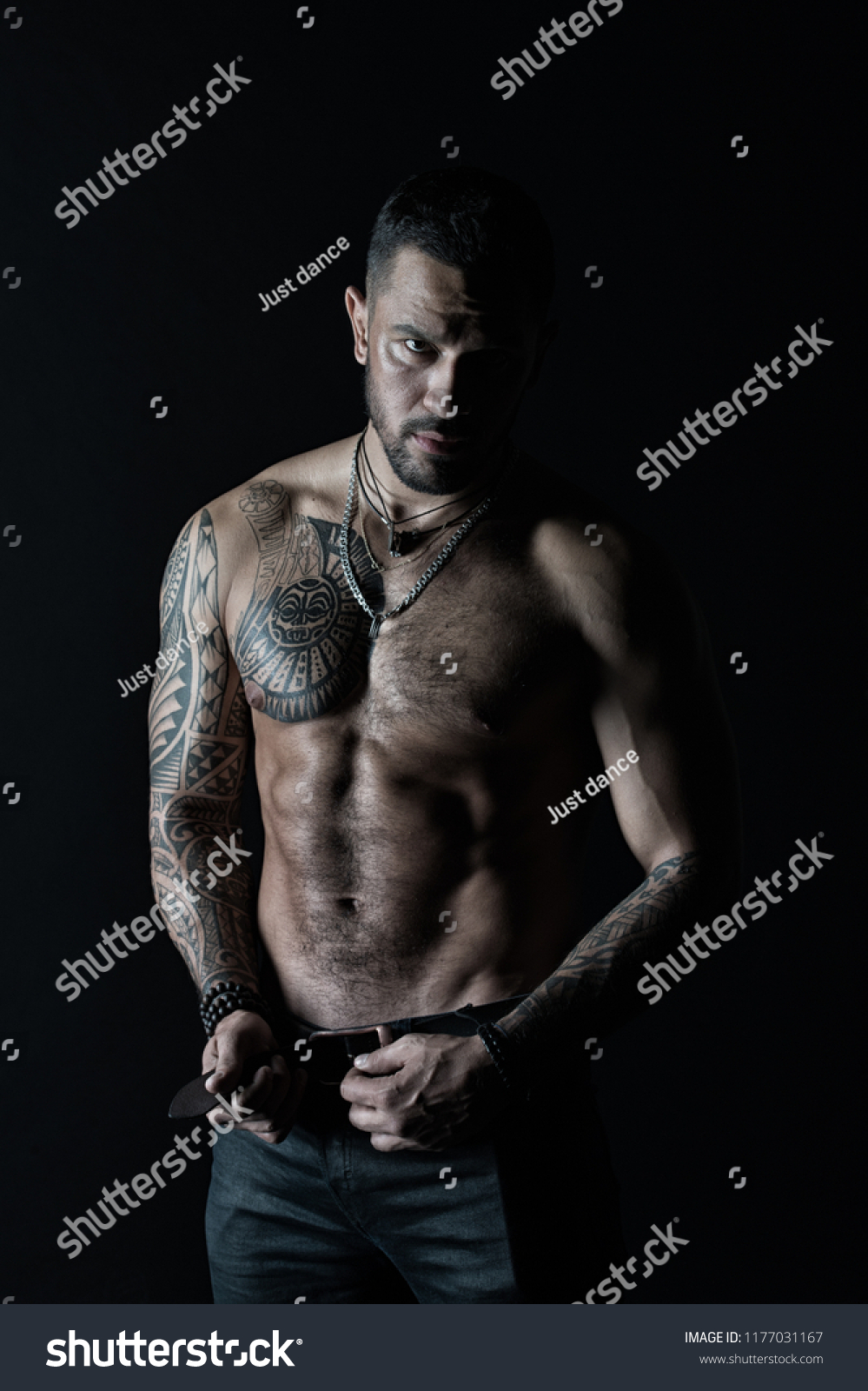 Bearded Man Shirtless Fit Torso Man Stock Photo Shutterstock